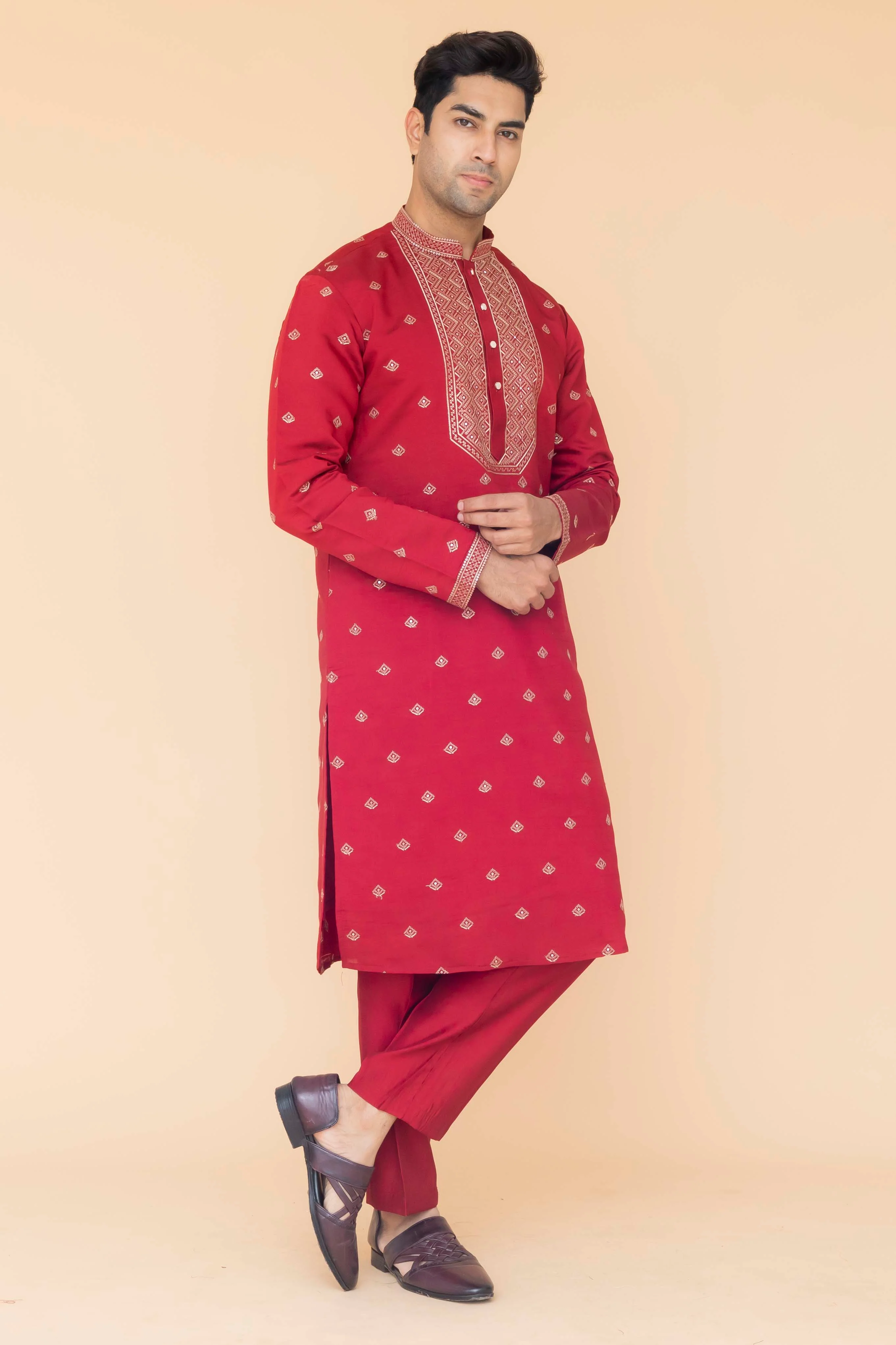 MLS EMBROIDERED KURTA PAJAMA