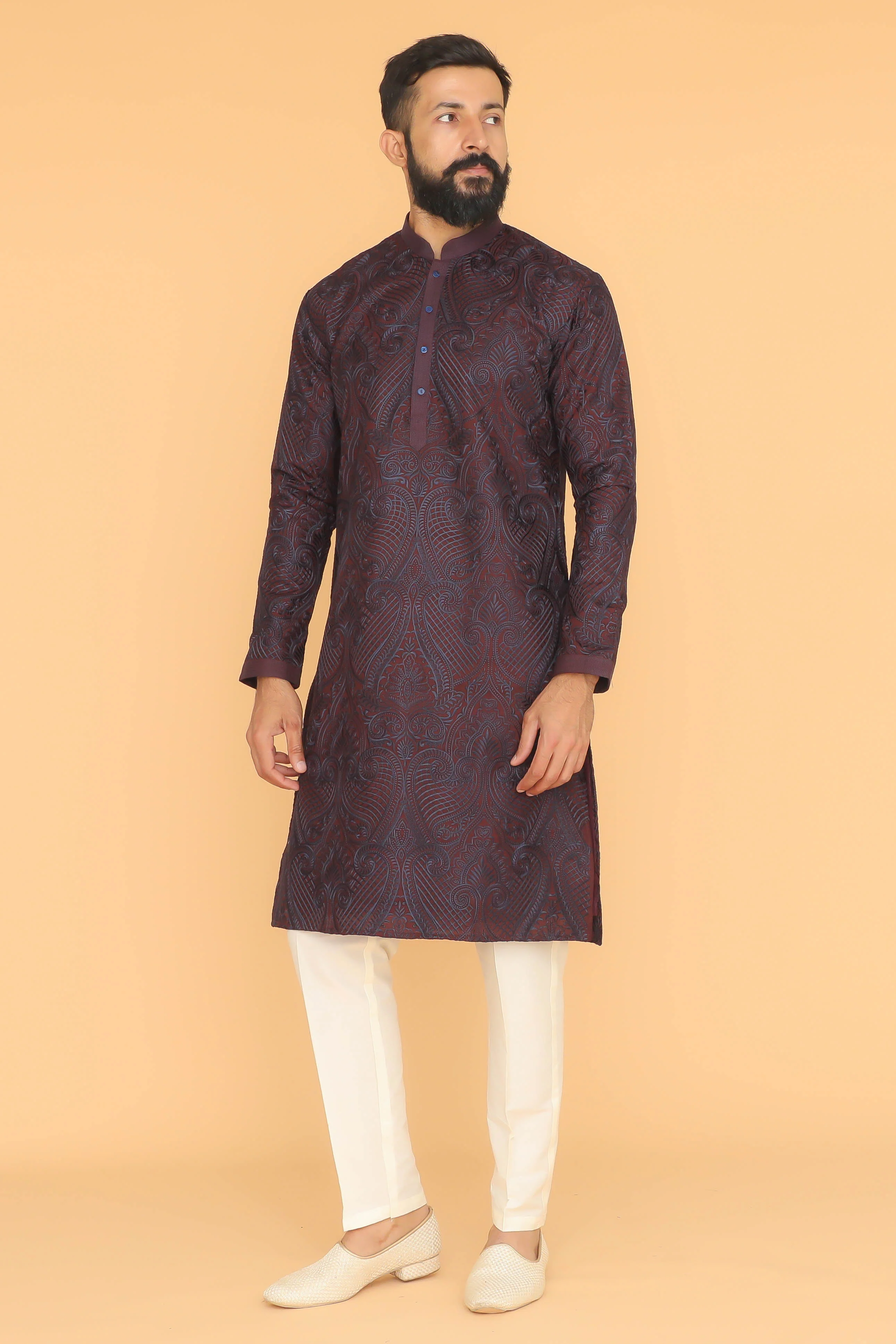MLS EMBROIDERED KURTA PAJAMA