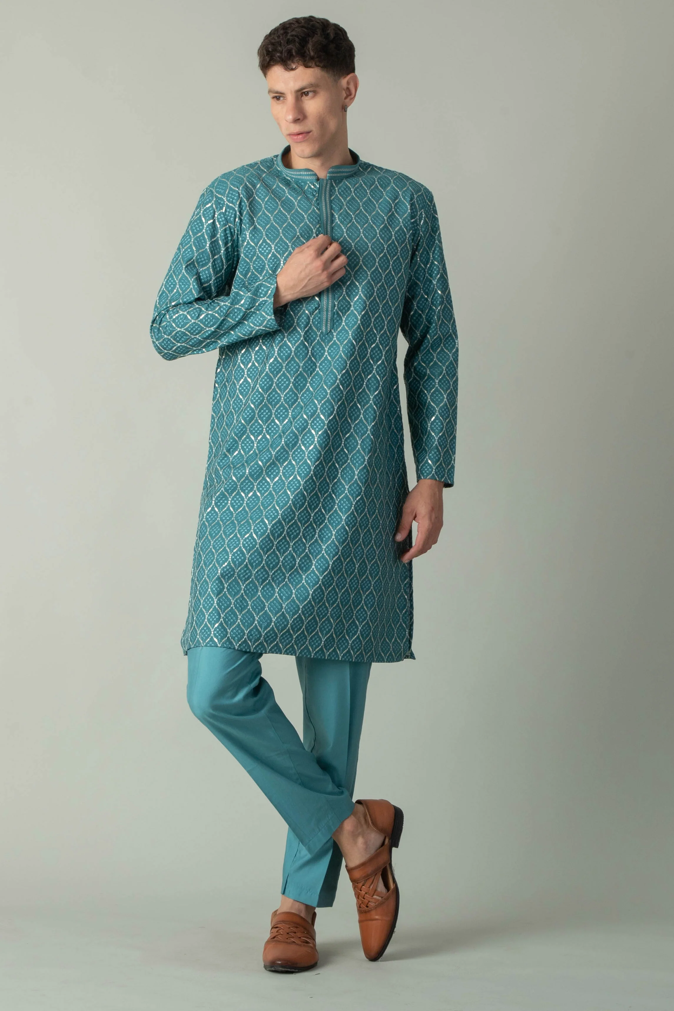 MLS EMBROIDERED KURTA PAJAMA
