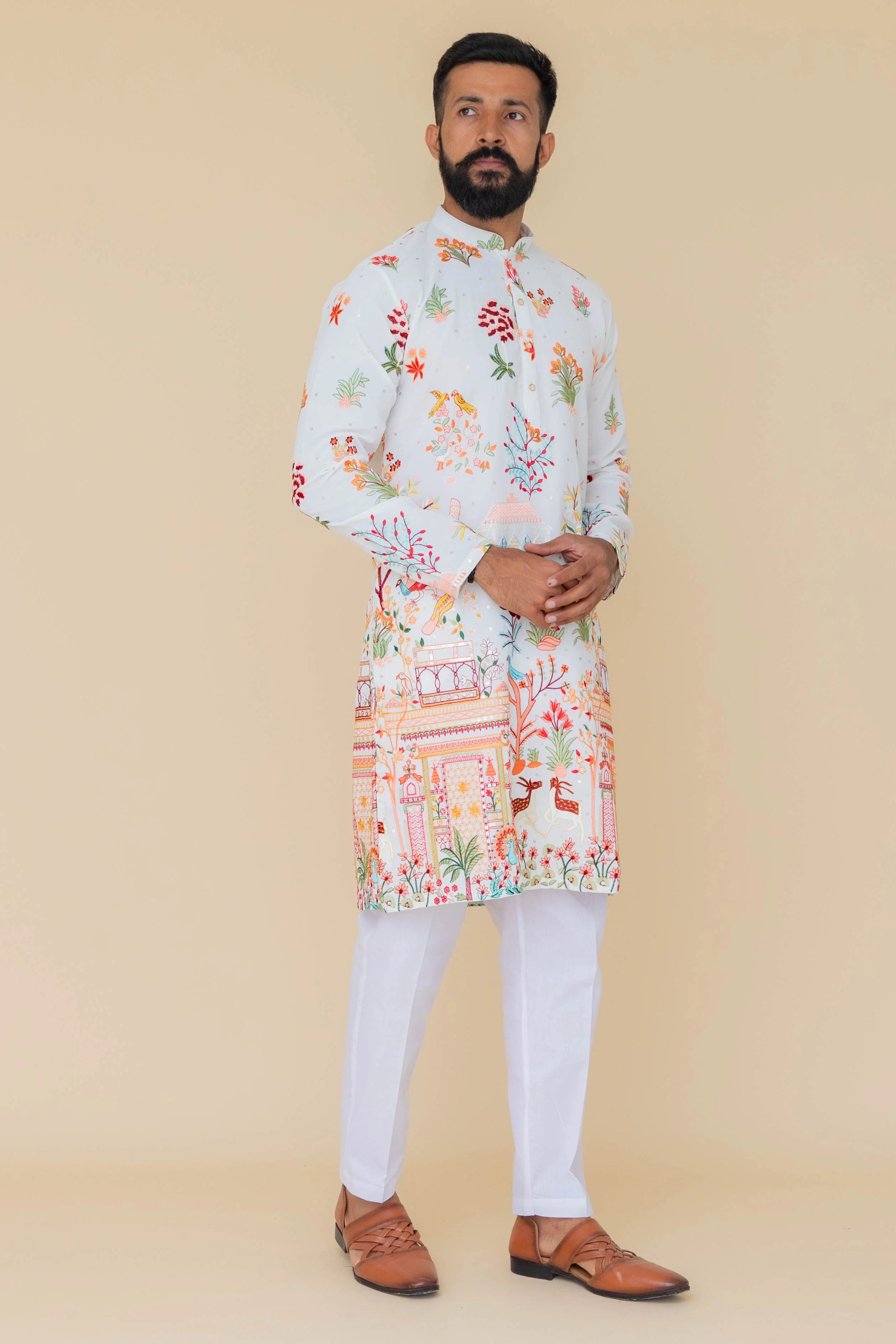MLS EMBROIDERED KURTA PAJAMA