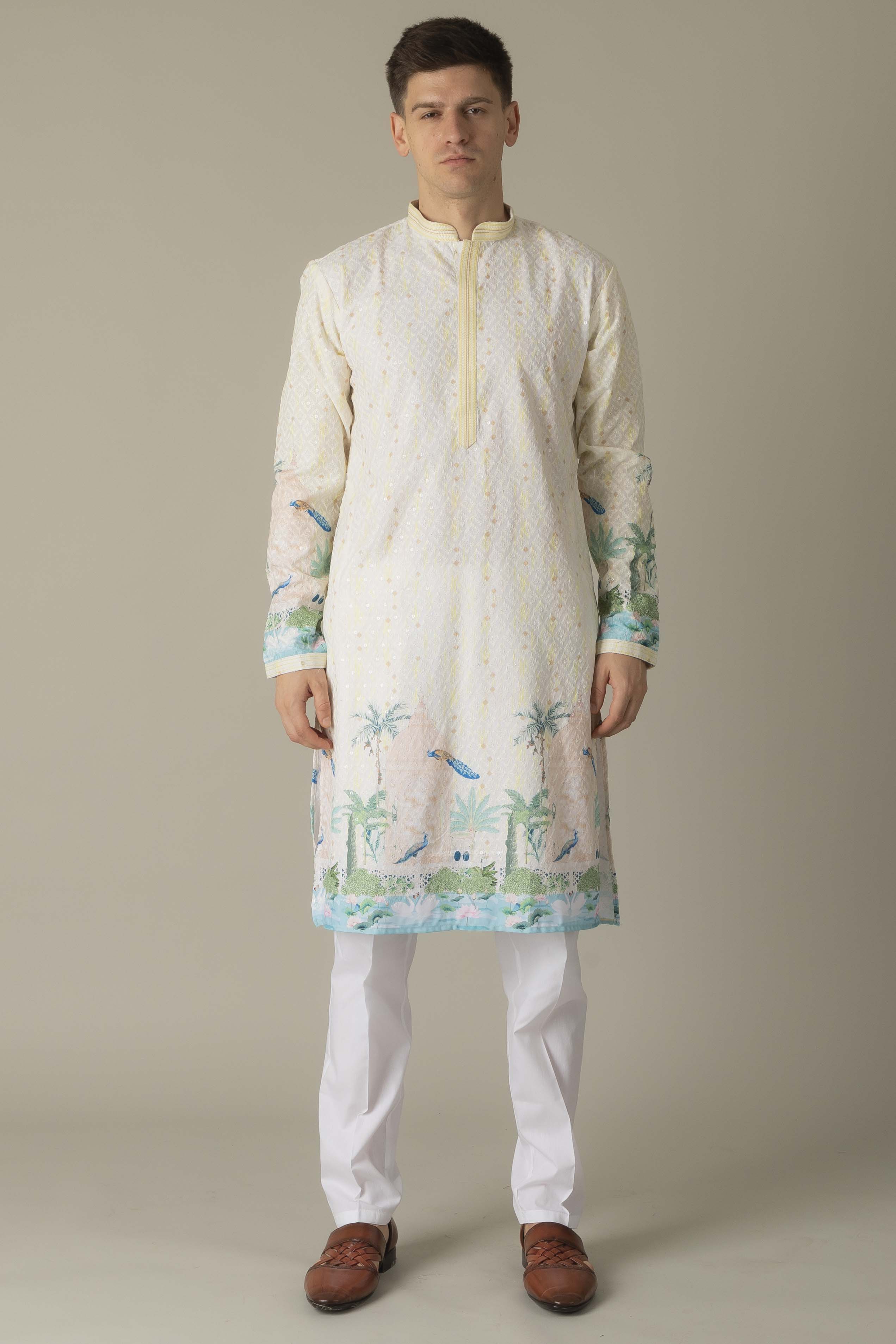 MLS EMBROIDERED KURTA PAJAMA