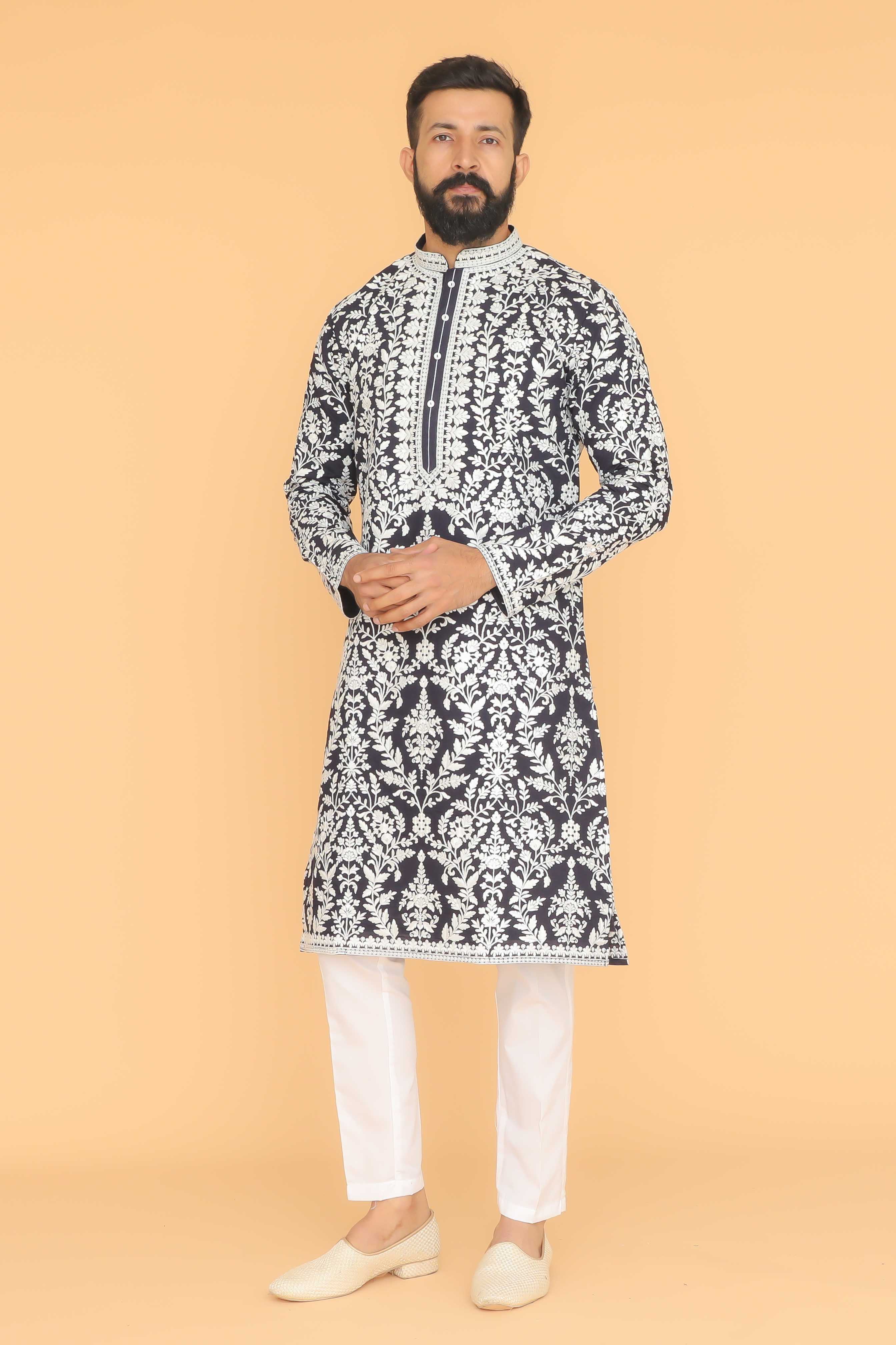 MLS EMBROIDERED KURTA PAJAMA