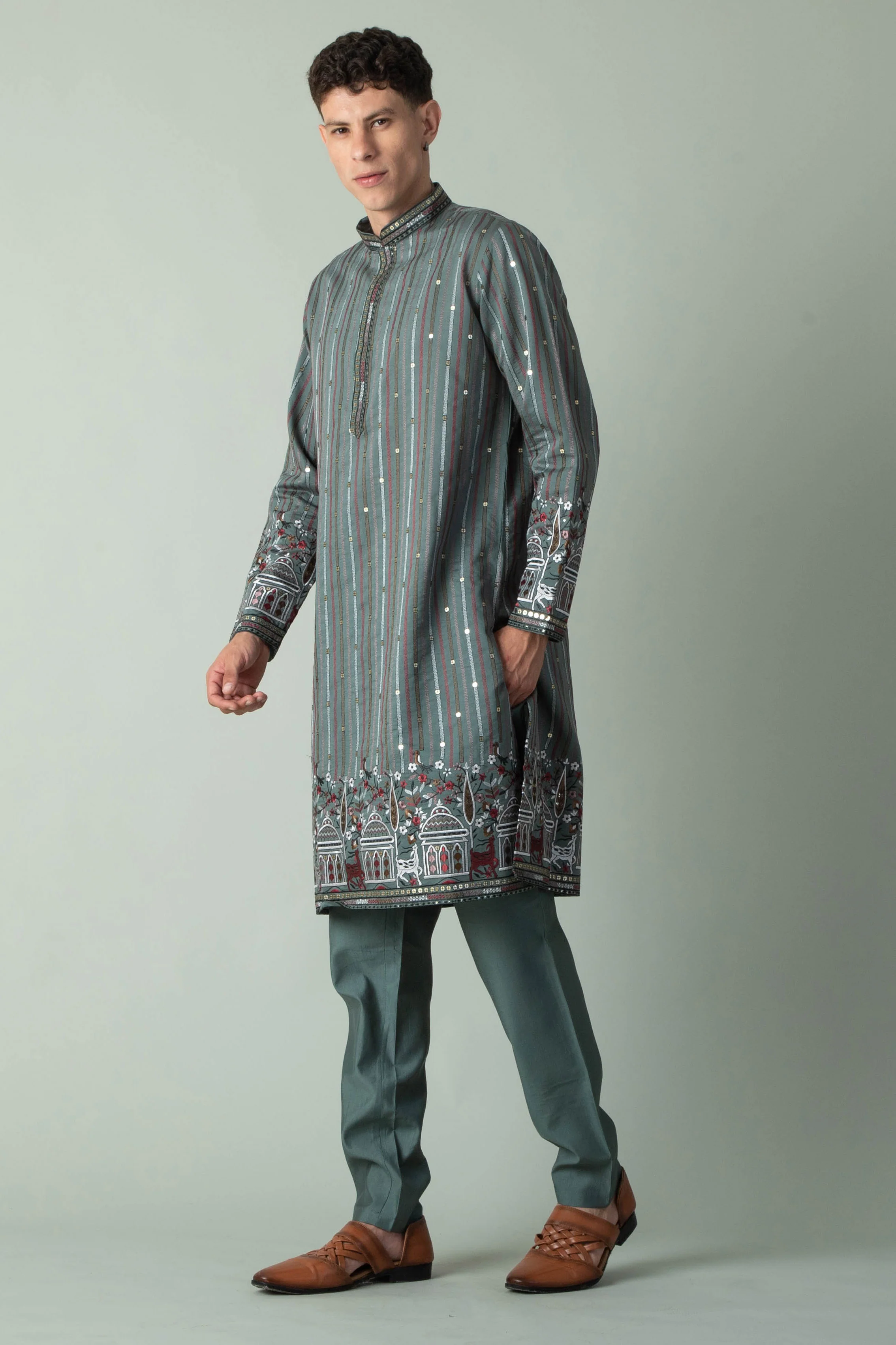 MLS EMBROIDERED KURTA PAJAMA