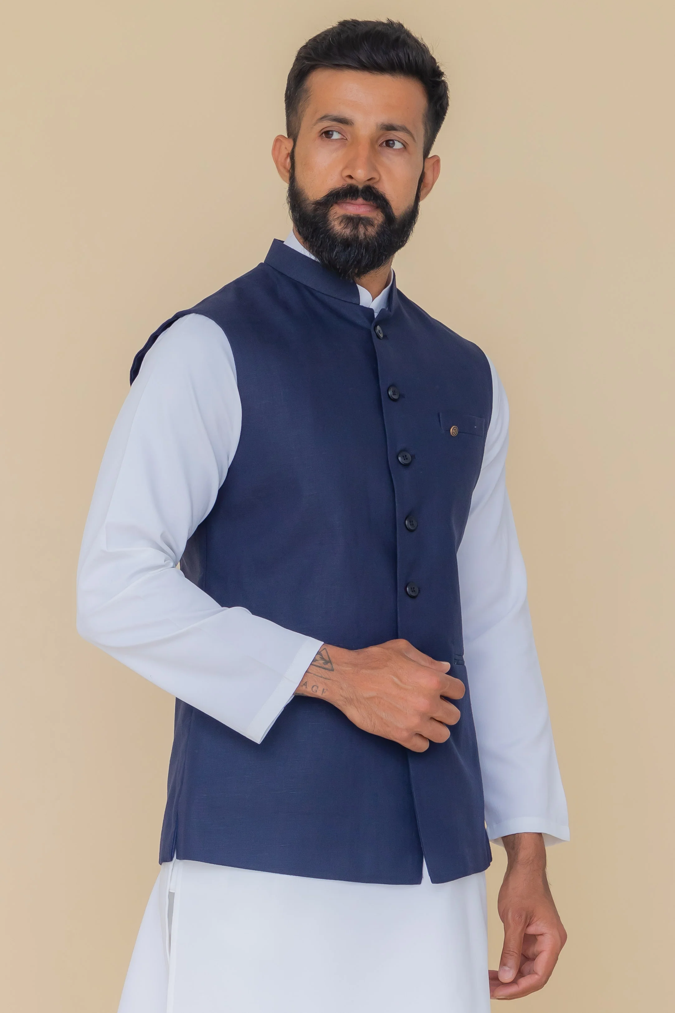 MLS LINEN JAWAHAR JACKET
