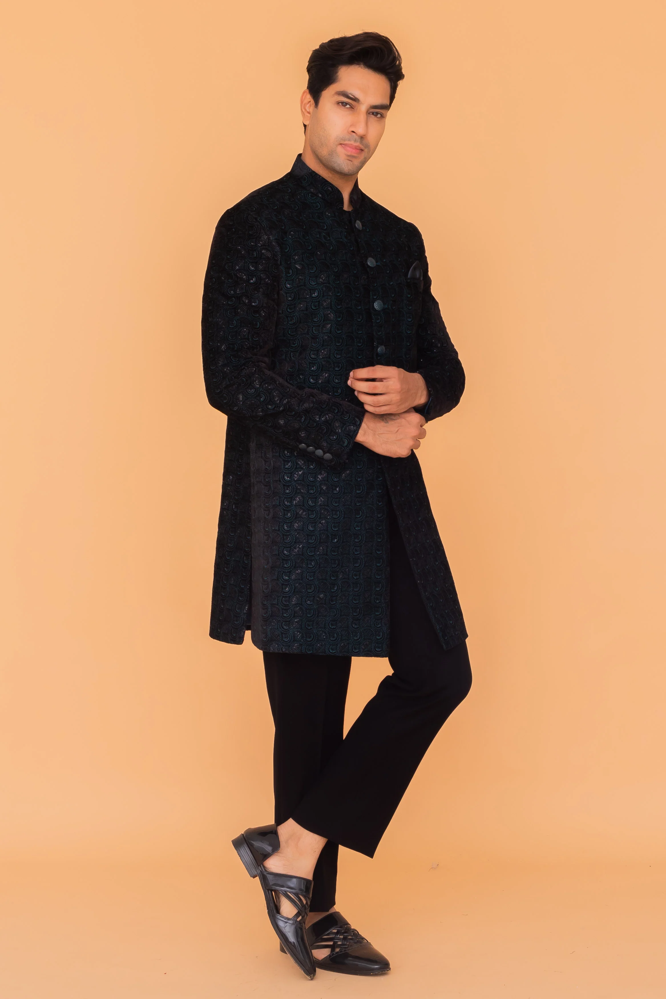 MLS VELVET INDO WESTERN 3PCS