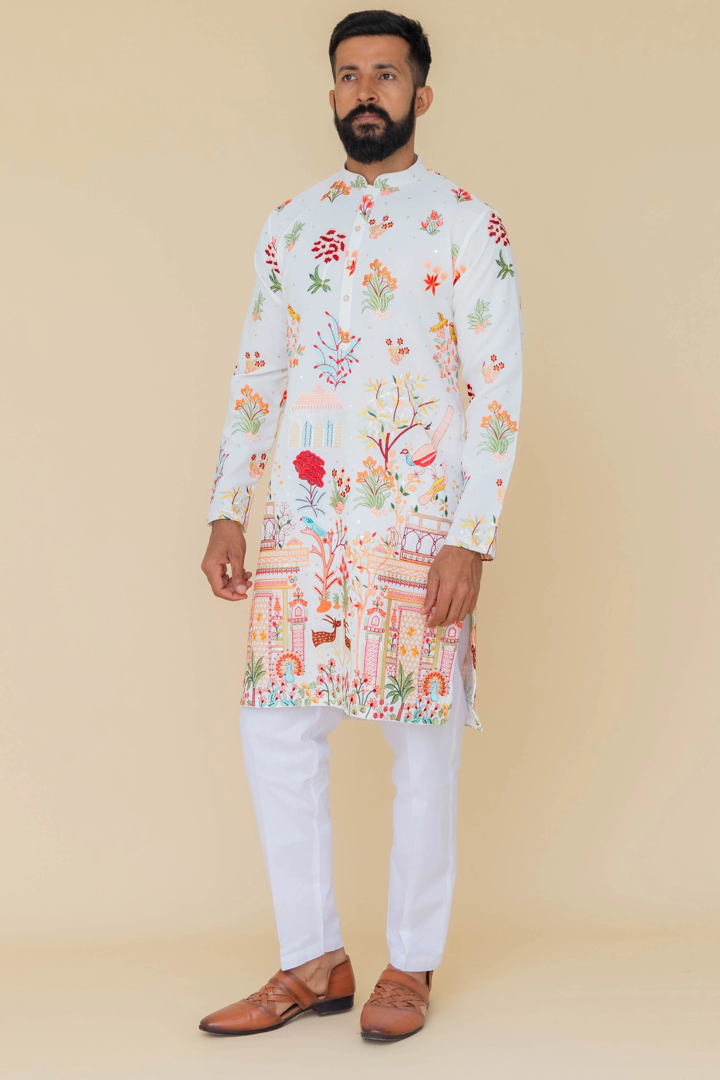 MLS EMBROIDERED KURTA PAJAMA