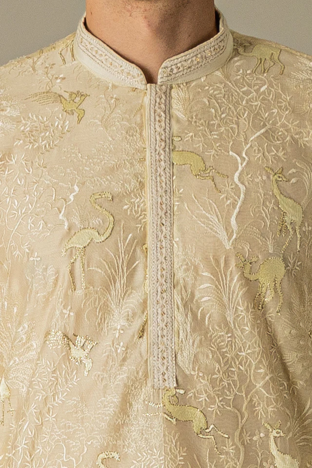 MLS EMBROIDERED KURTA PAJAMA