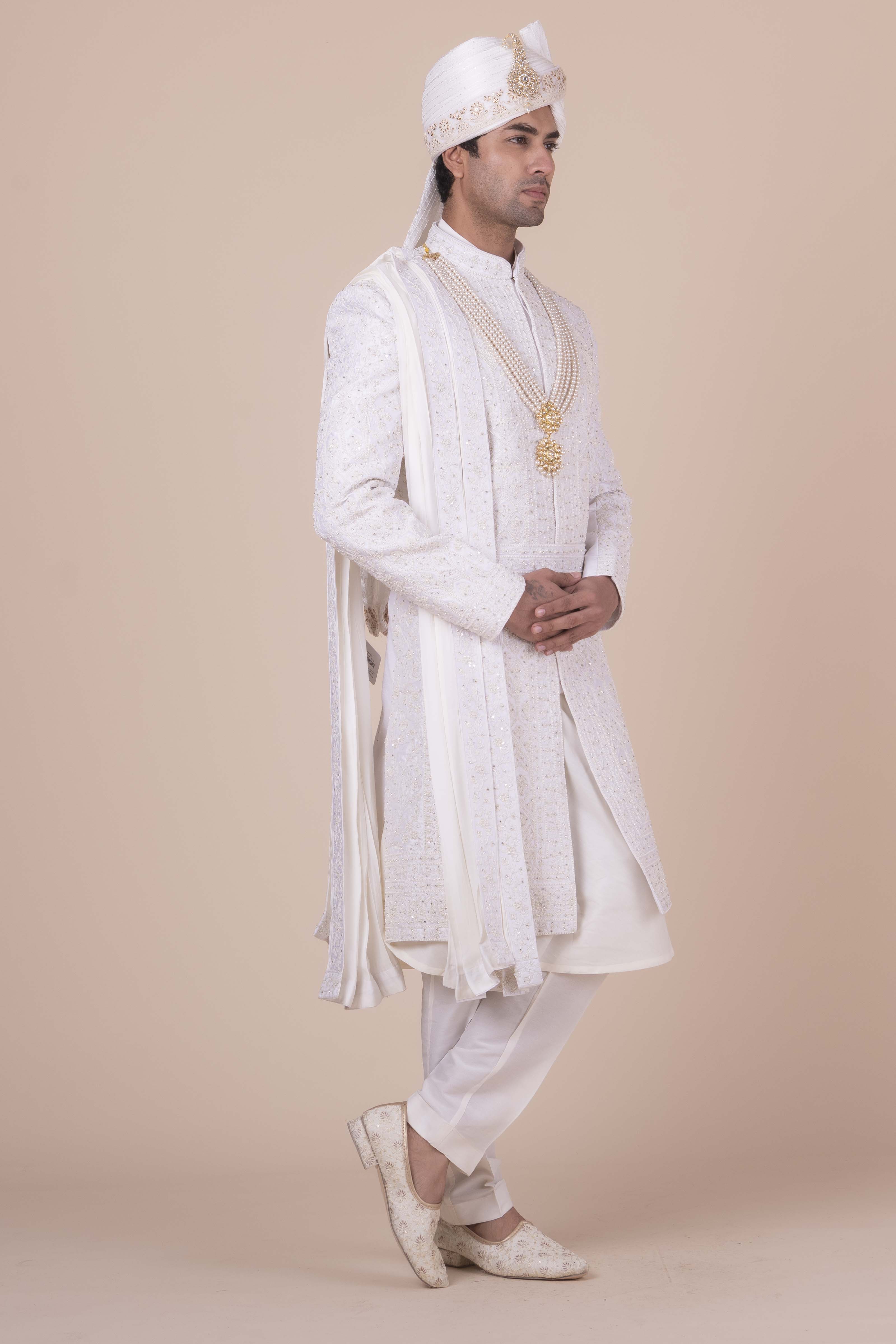 MLS EMBROIDERED SHERWANI 4PCS