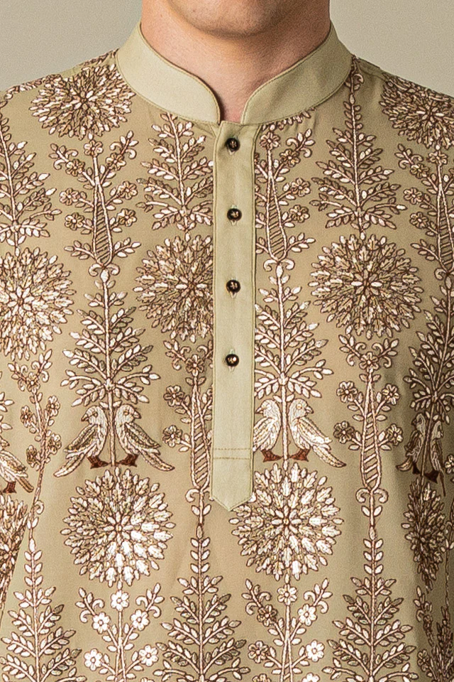 MLS EMBROIDERED KURTA PAJAMA