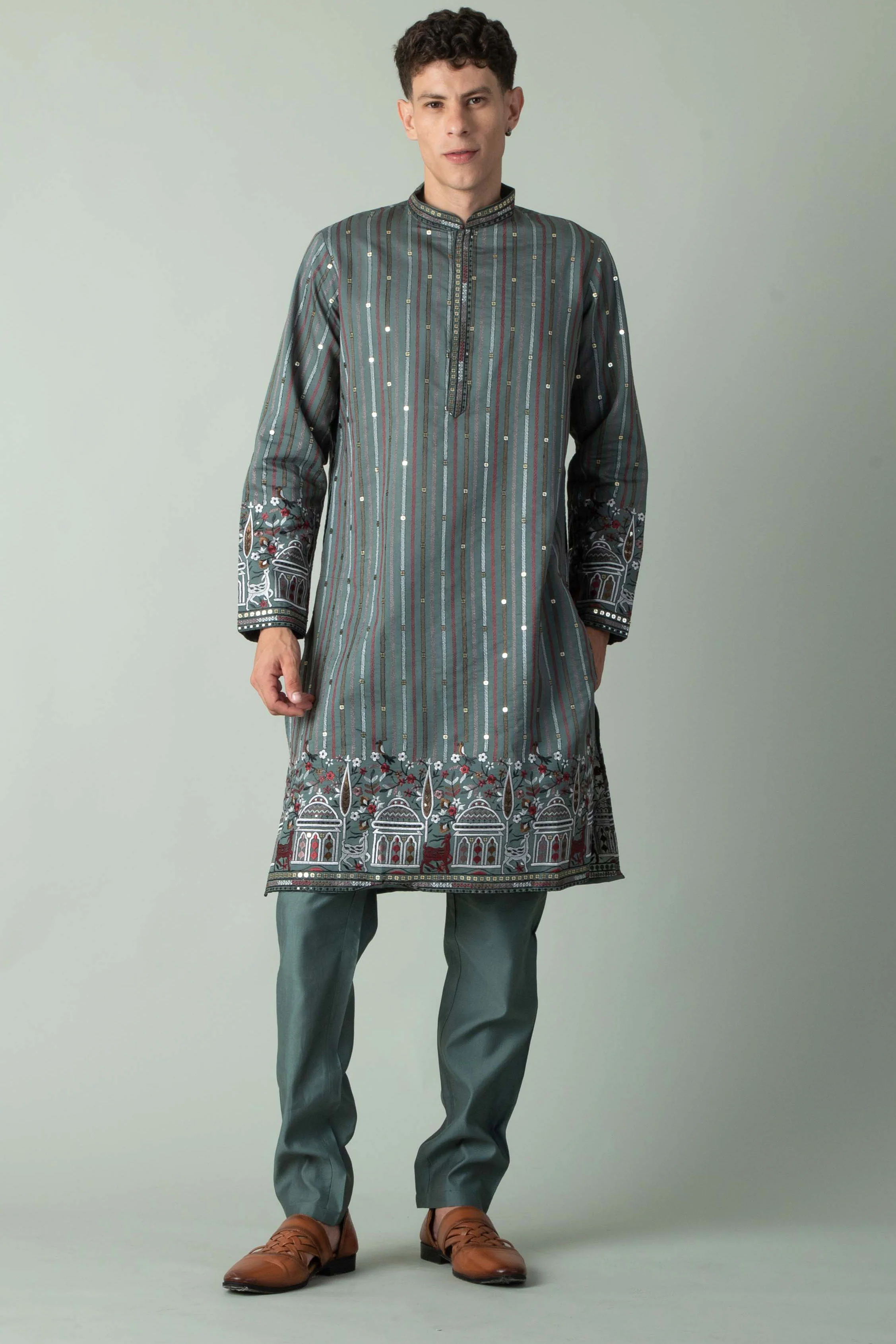 MLS EMBROIDERED KURTA PAJAMA