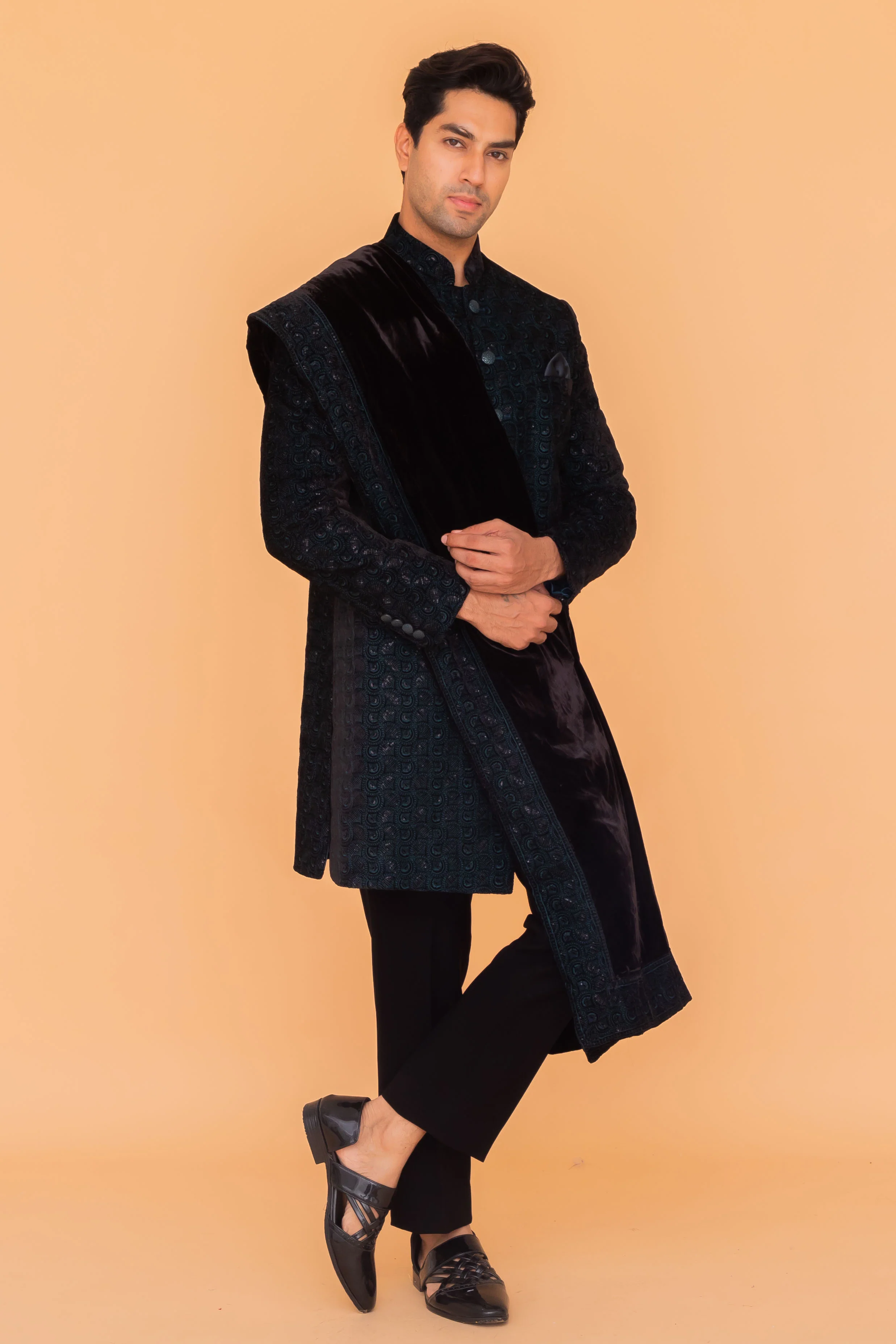 MLS VELVET INDO WESTERN 3PCS