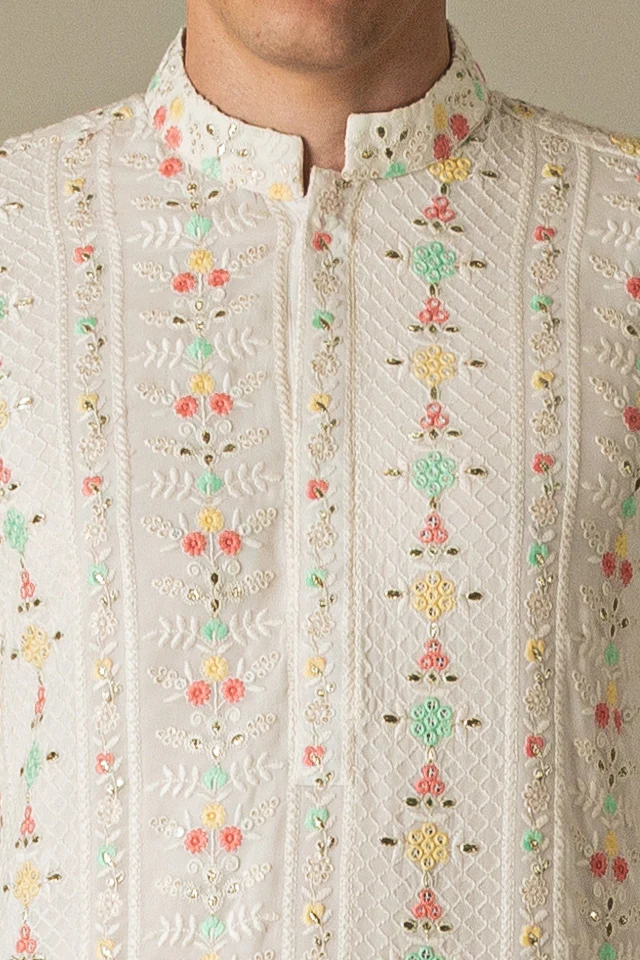 MLS EMBROIDERED KURTA PAJAMA
