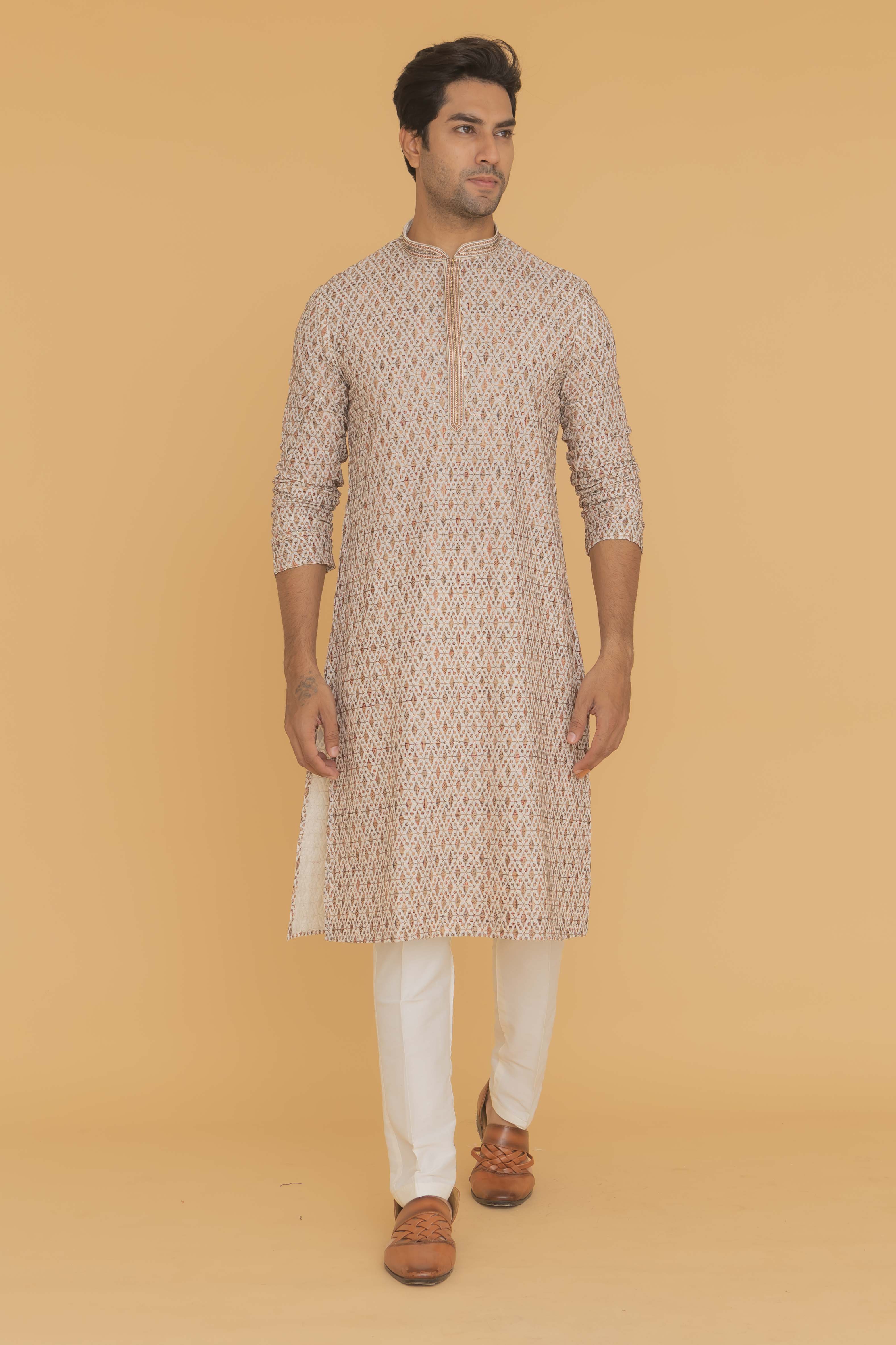 MLS EMBROIDERED KURTA PAJAMA