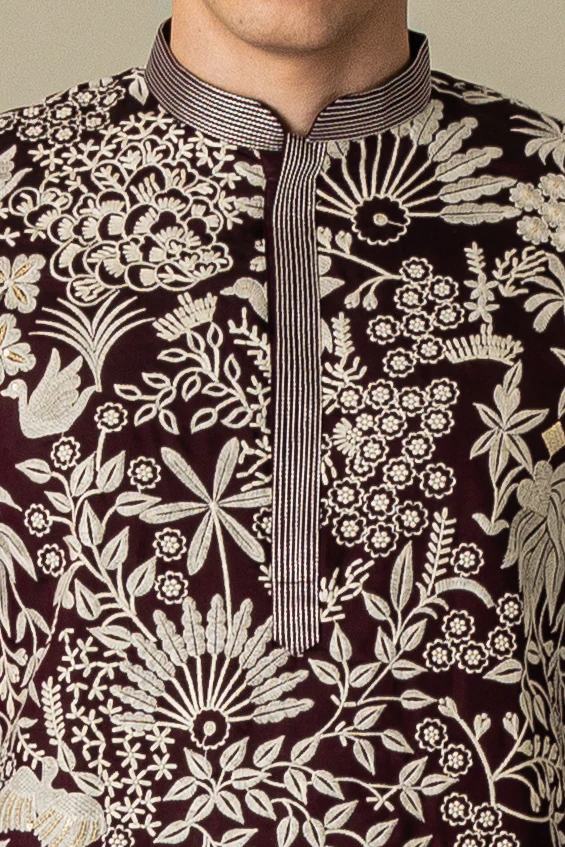 MLS EMBROIDERED KURTA PAJAMA