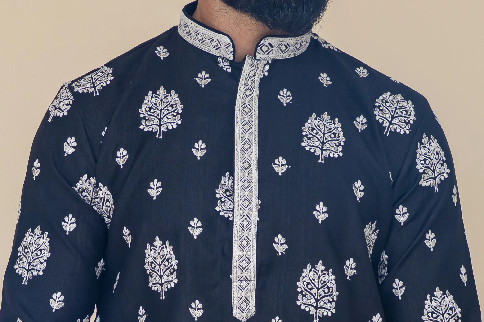 MLS EMBROIDERED KURTA PAJAMA