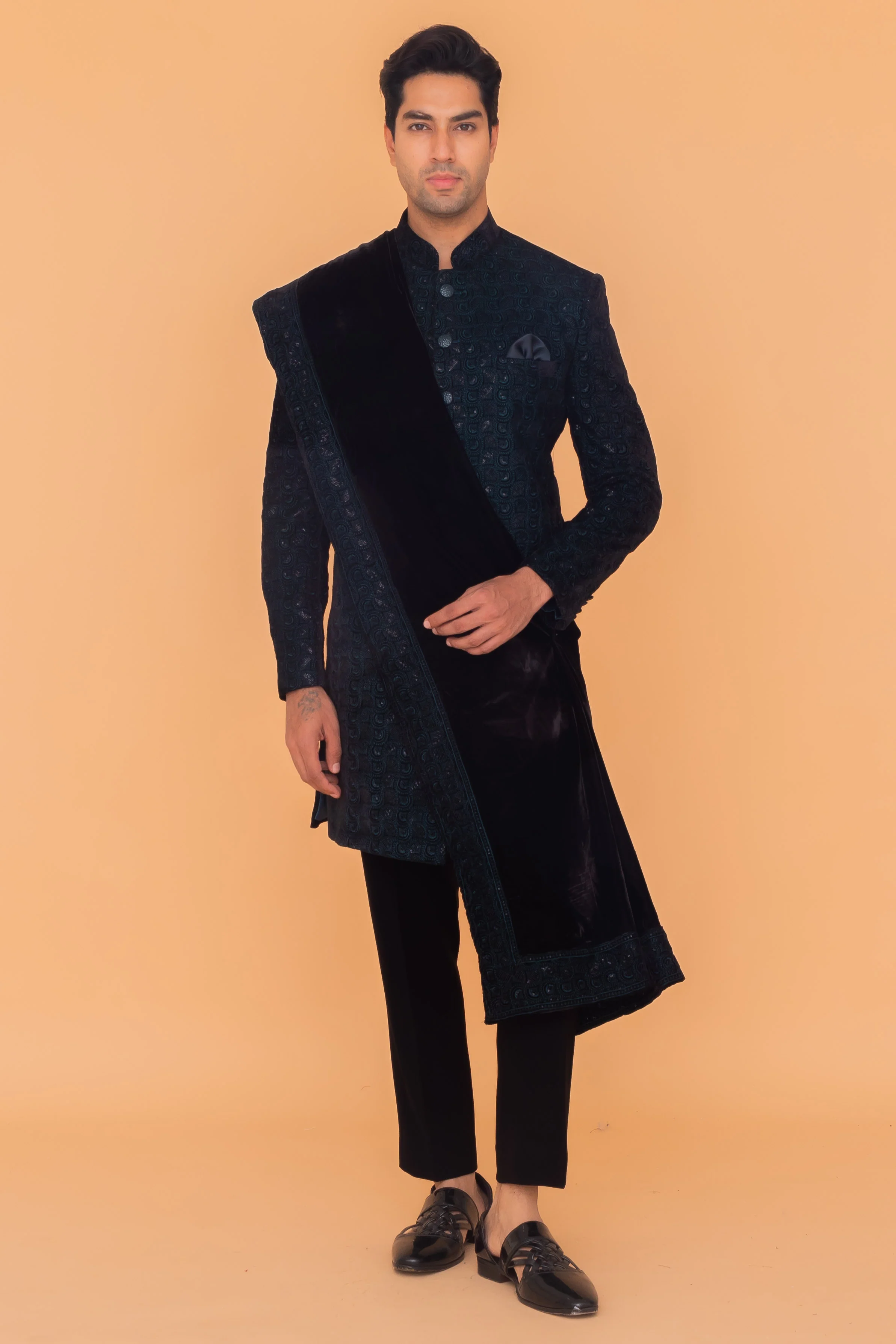 MLS VELVET INDO WESTERN 3PCS