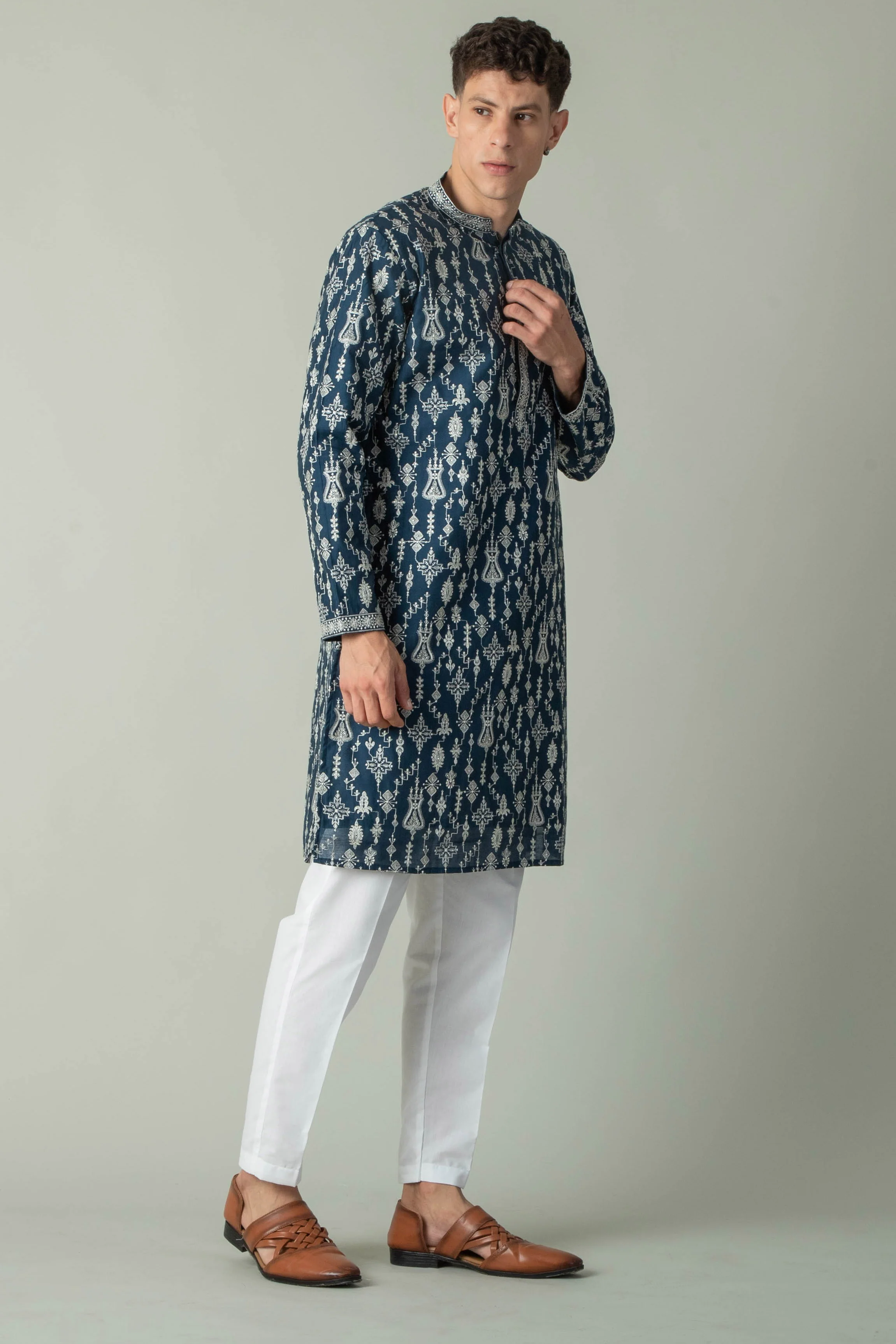 MLS EMBROIDERED KURTA PAJAMA
