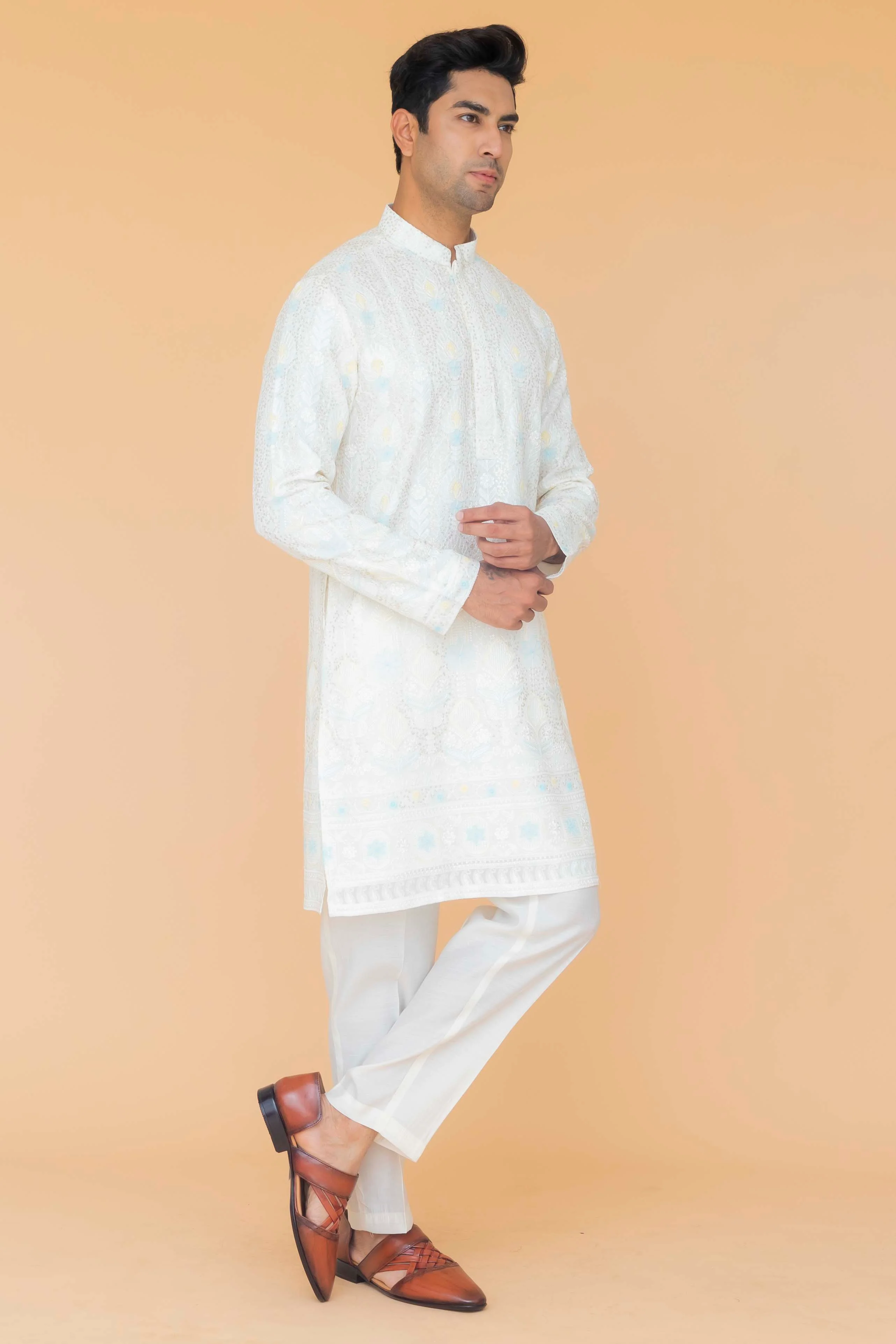 MLS EMBROIDERED KURTA PAJAMA