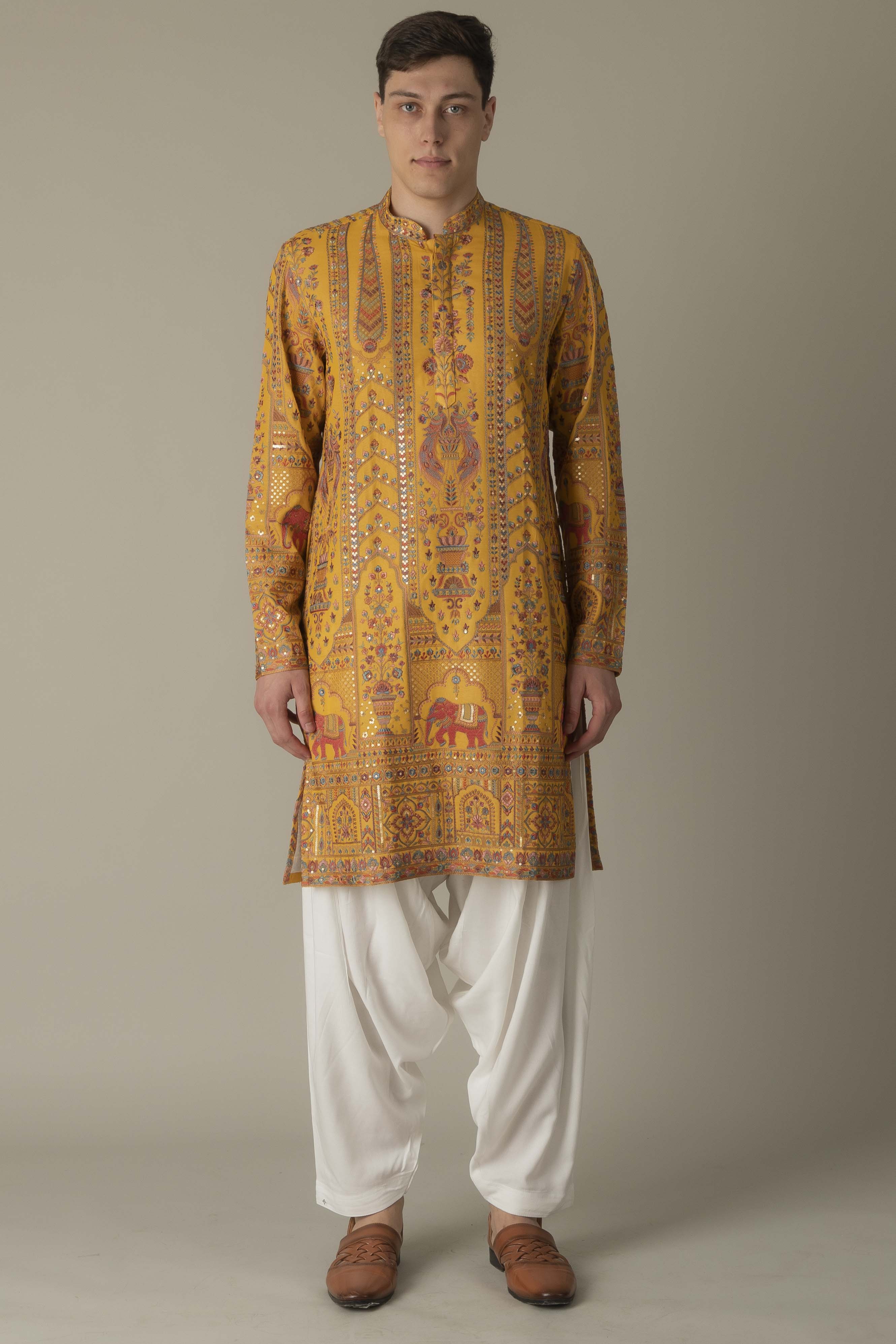 MLS EMBROIDERED KURTA PAJAMA