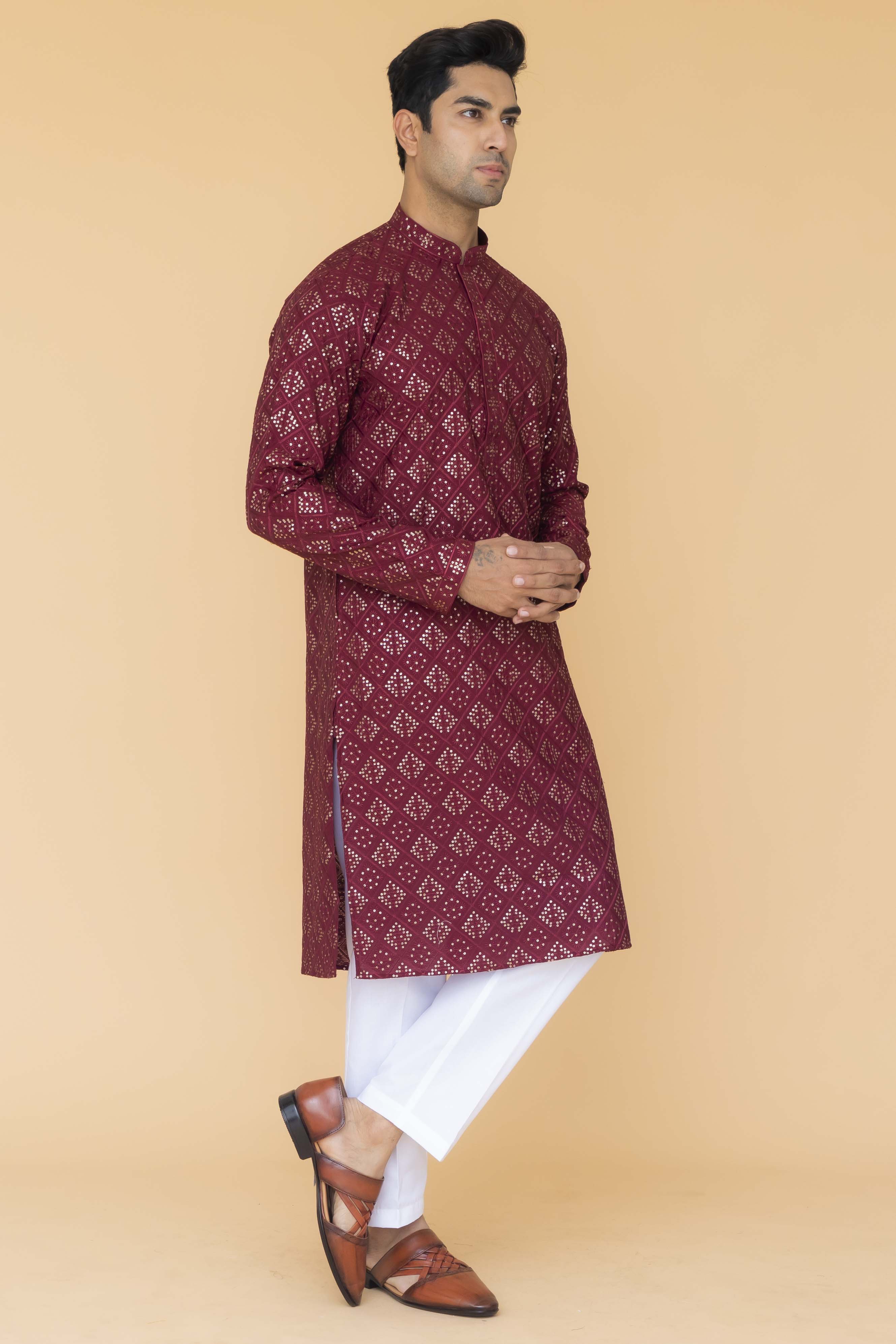 MLS EMBROIDERED KURTA PAJAMA