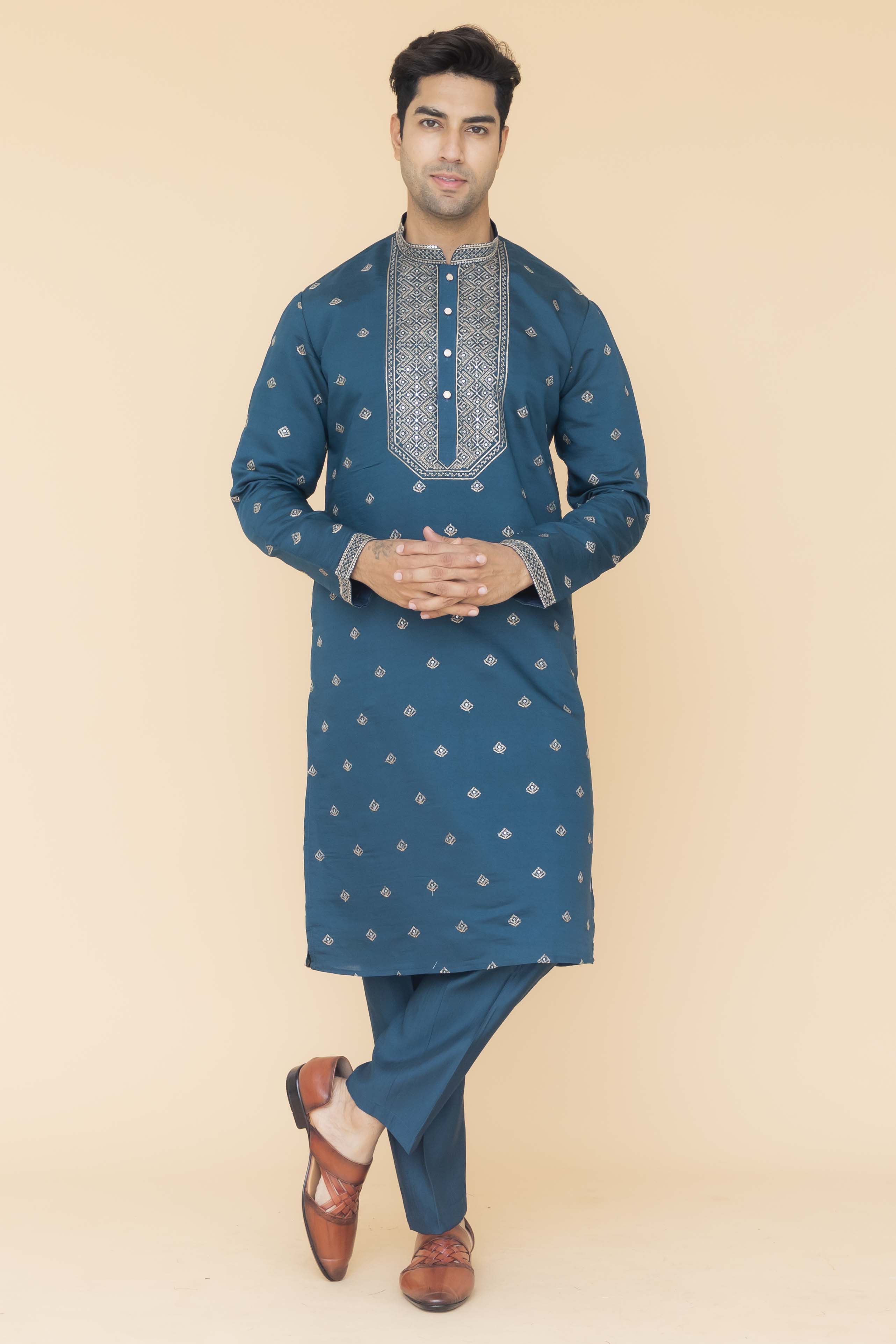 MLS EMBROIDERED KURTA PAJAMA