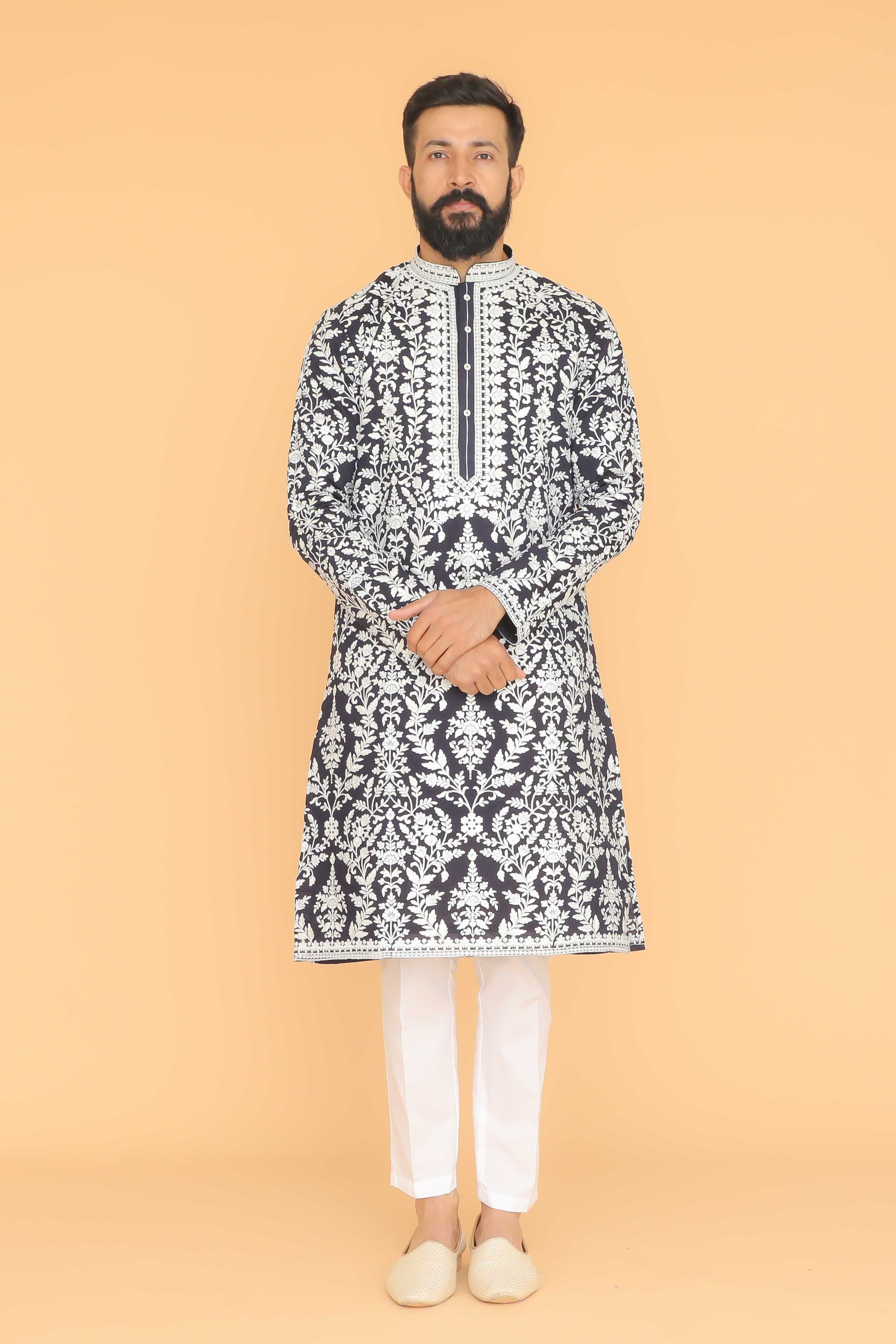 MLS EMBROIDERED KURTA PAJAMA