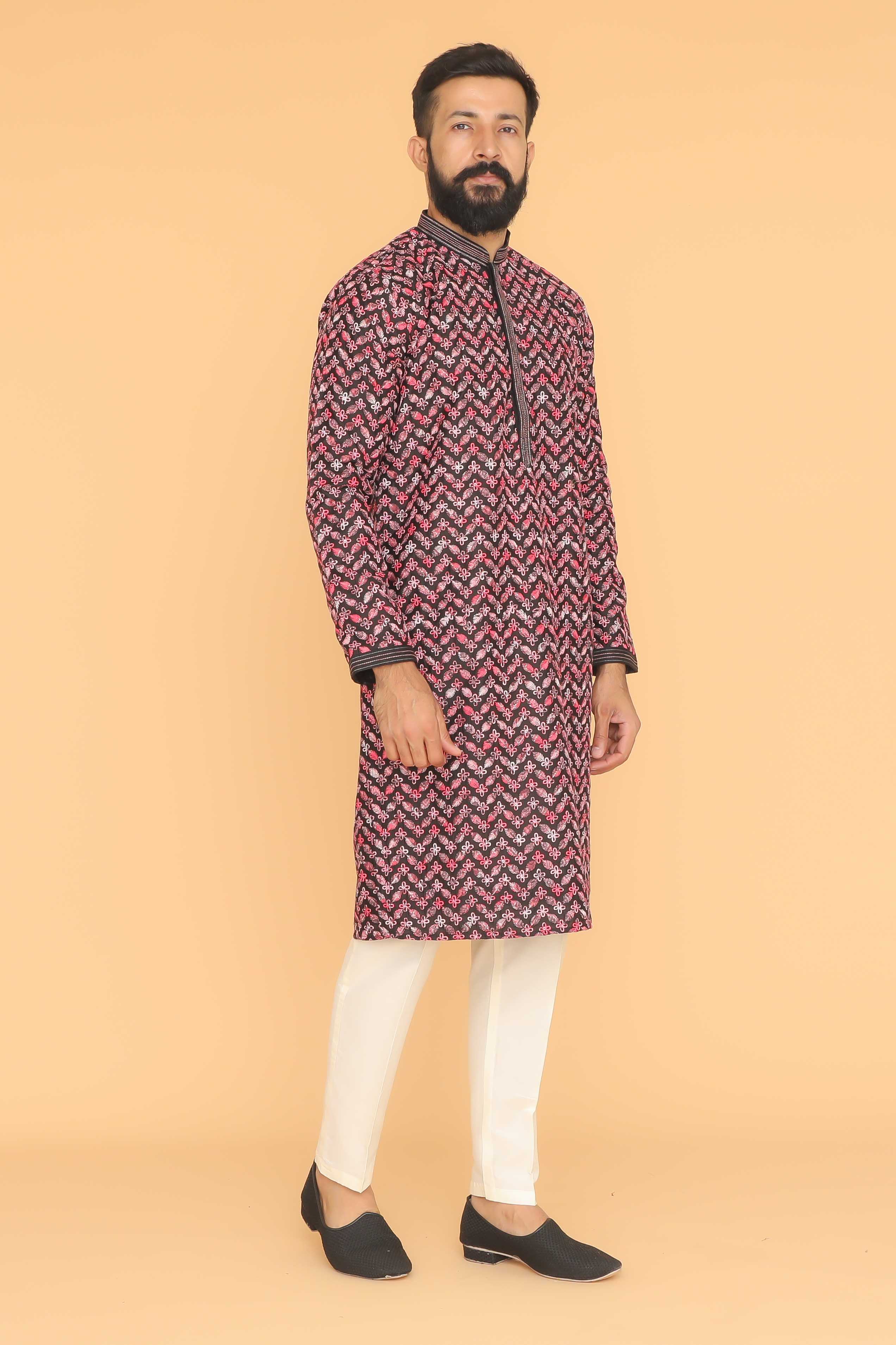 MLS EMBROIDERED KURTA PAJAMA