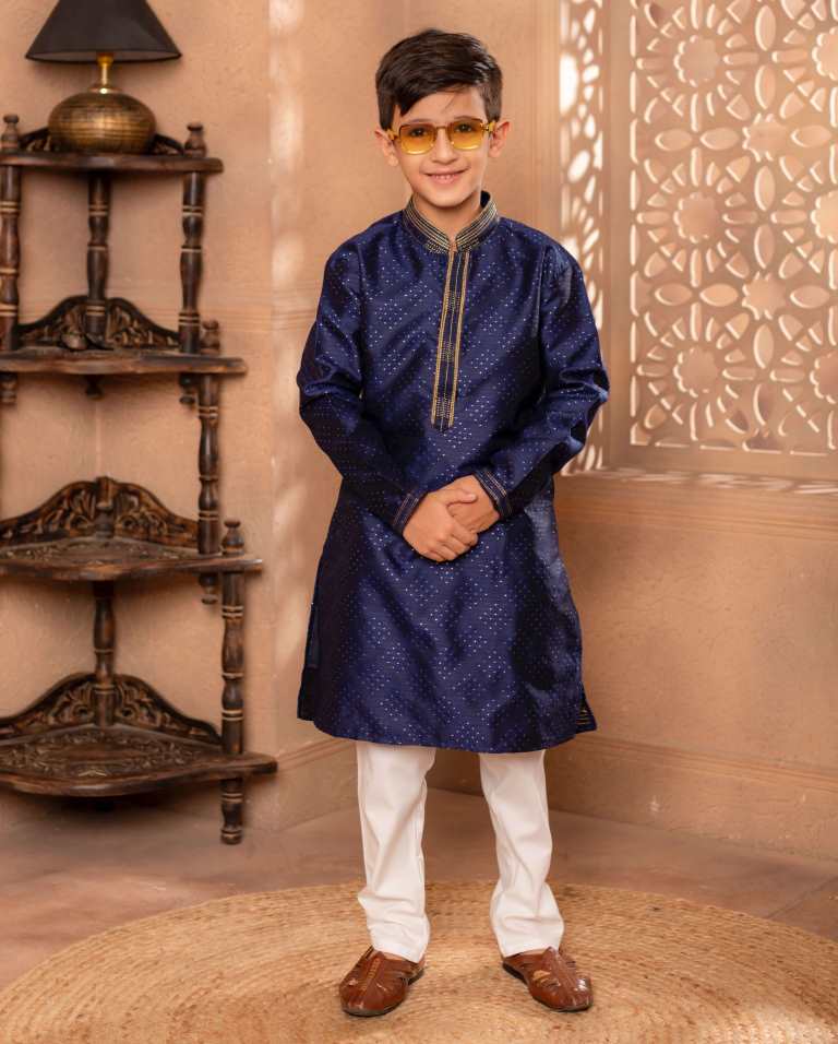 MLS BROCADE SILK KIDS KURTA PAJAMA