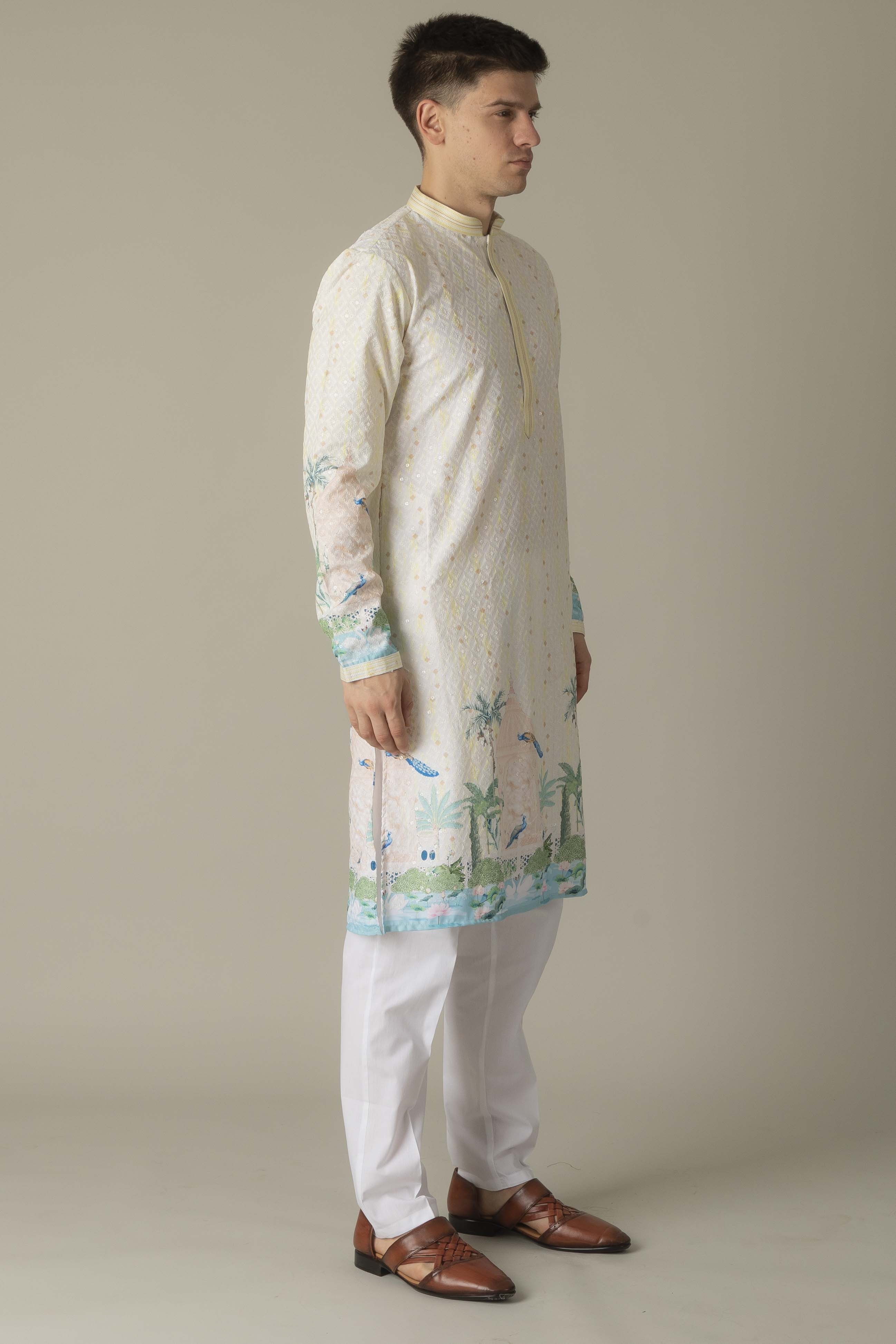 MLS EMBROIDERED KURTA PAJAMA