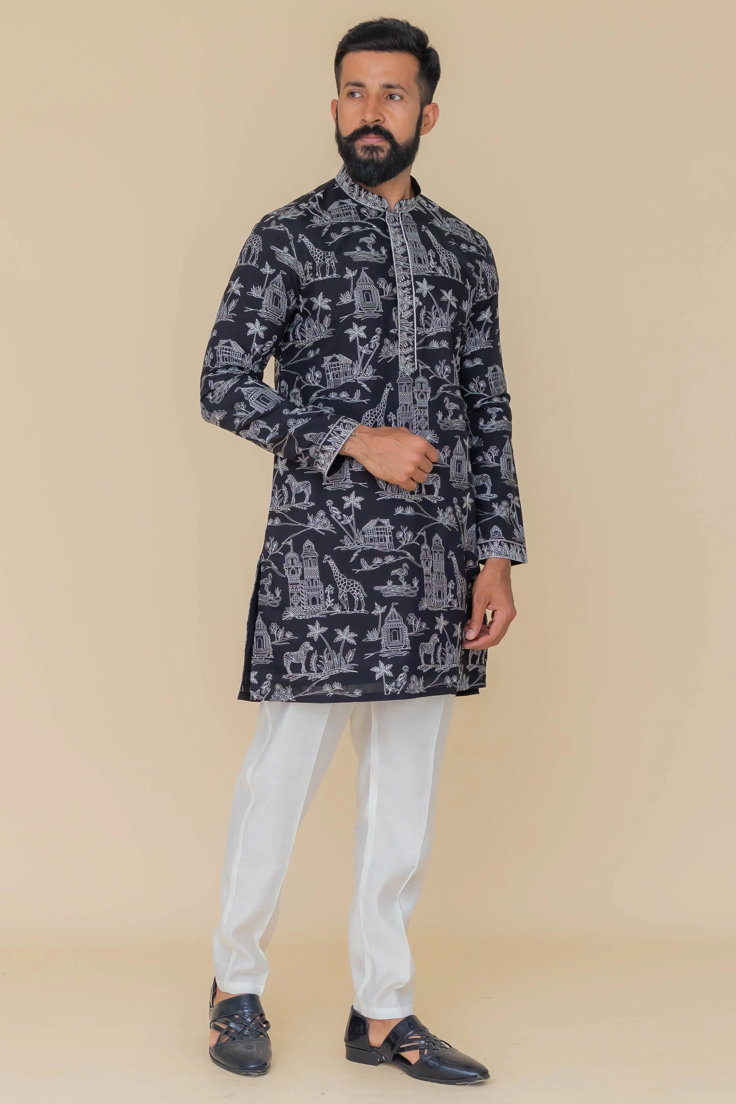 MLS EMBROIDERED KURTA PAJAMA