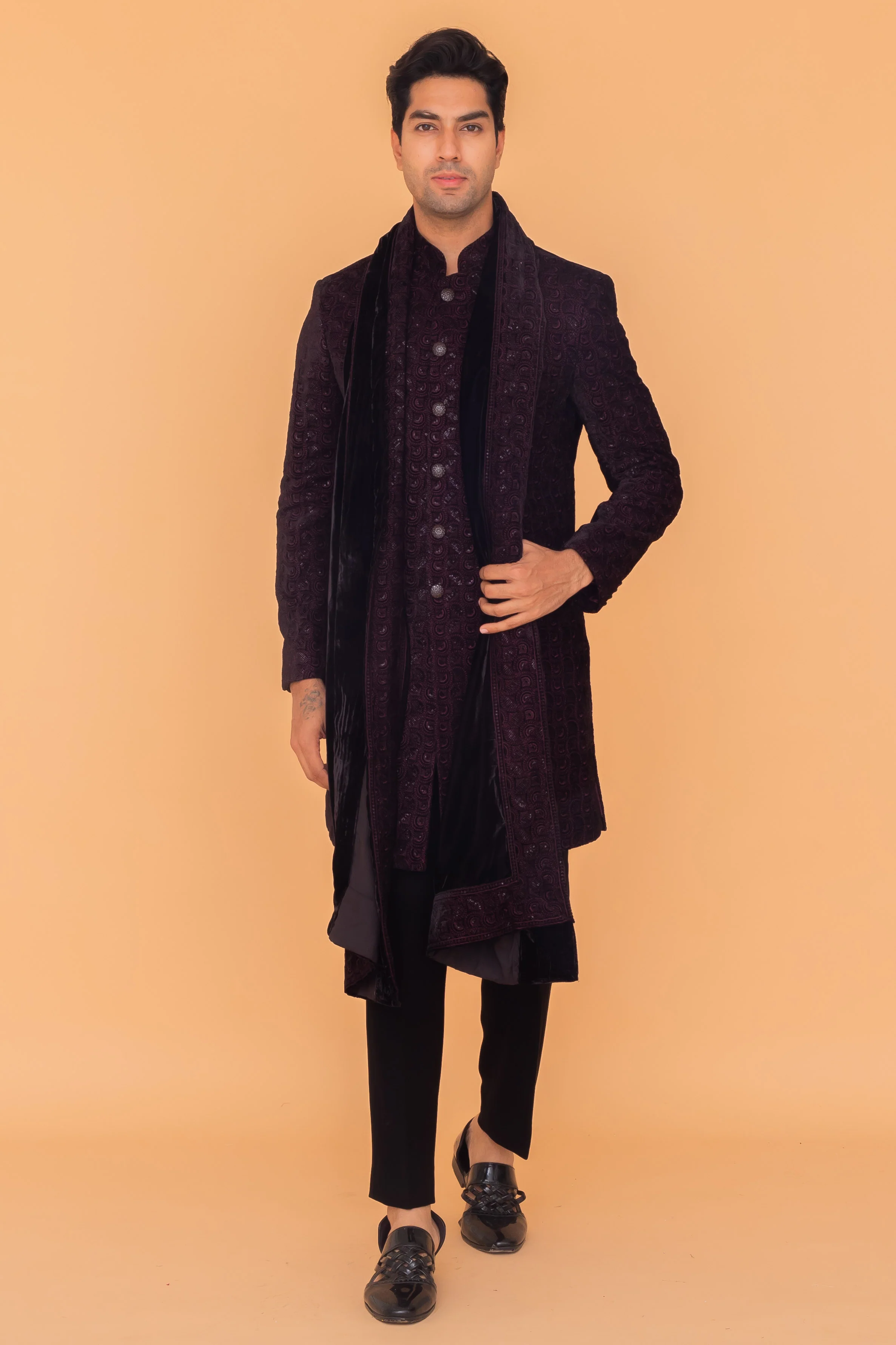 MLS VELVET INDO WESTERN 3PCS