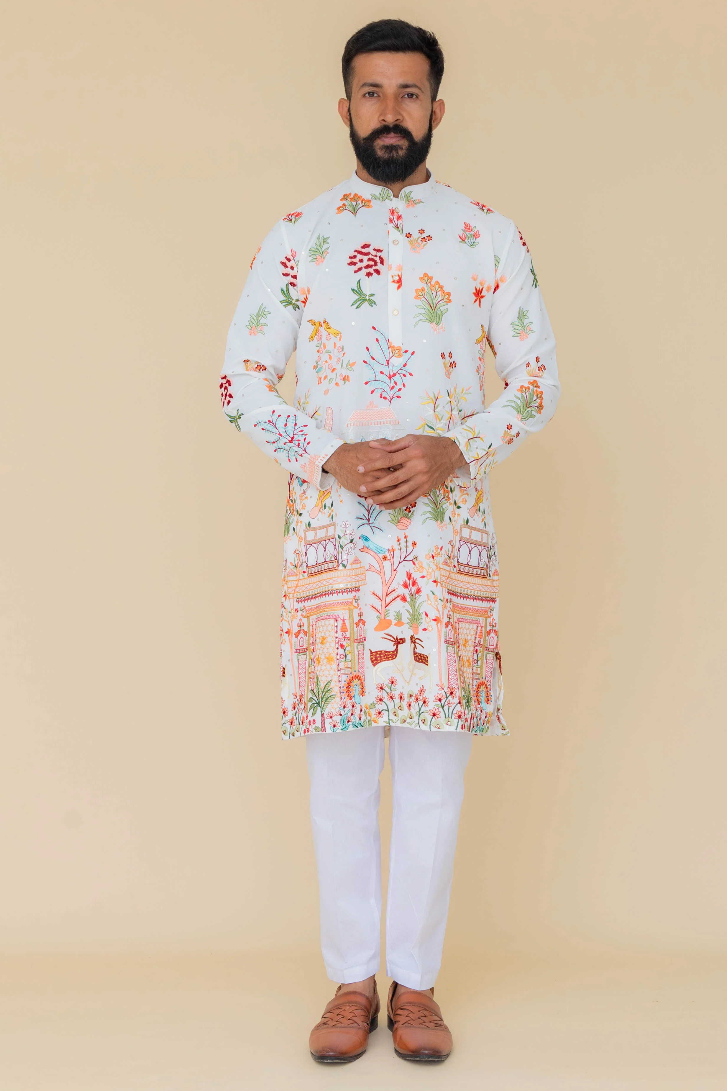 MLS EMBROIDERED KURTA PAJAMA