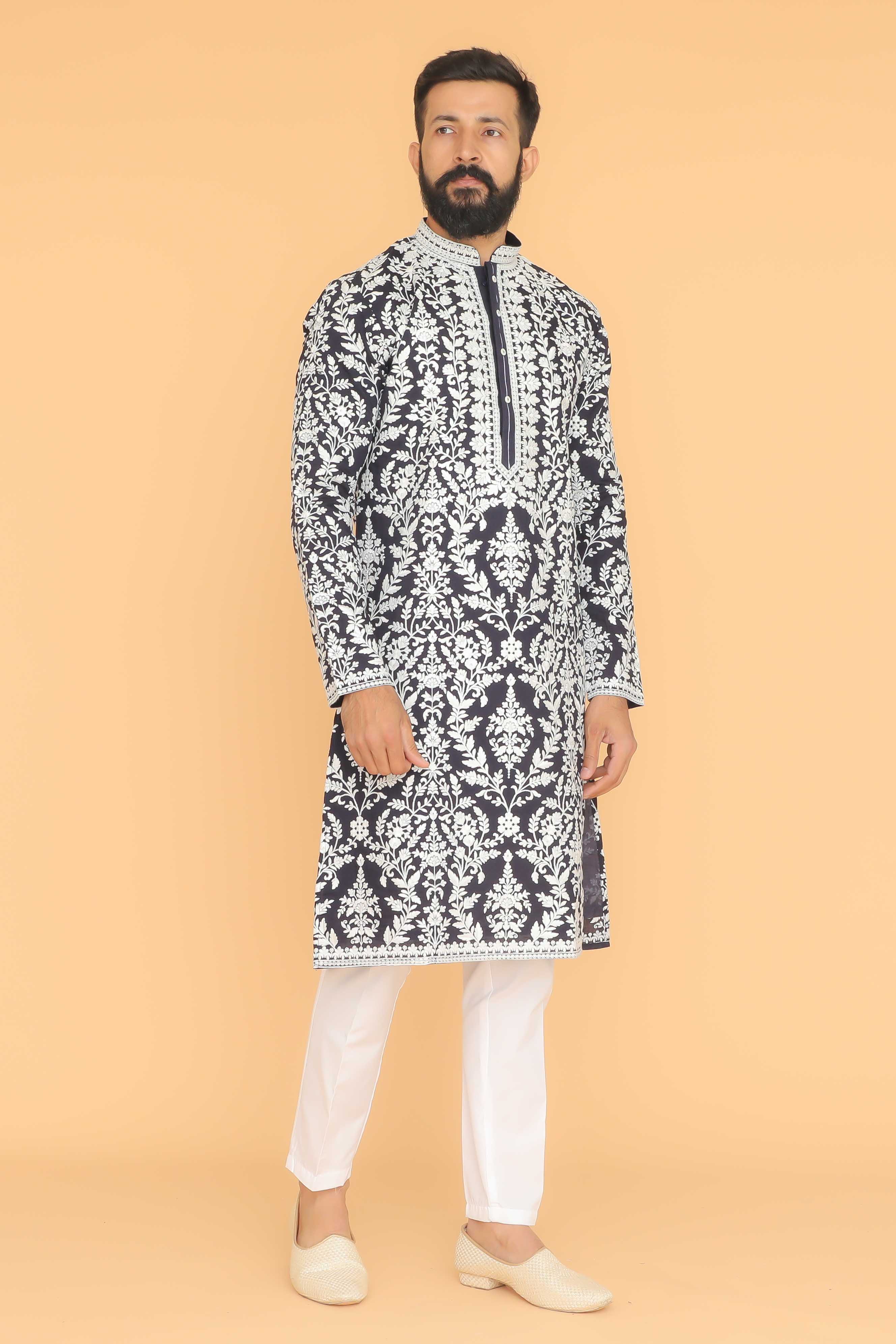 MLS EMBROIDERED KURTA PAJAMA