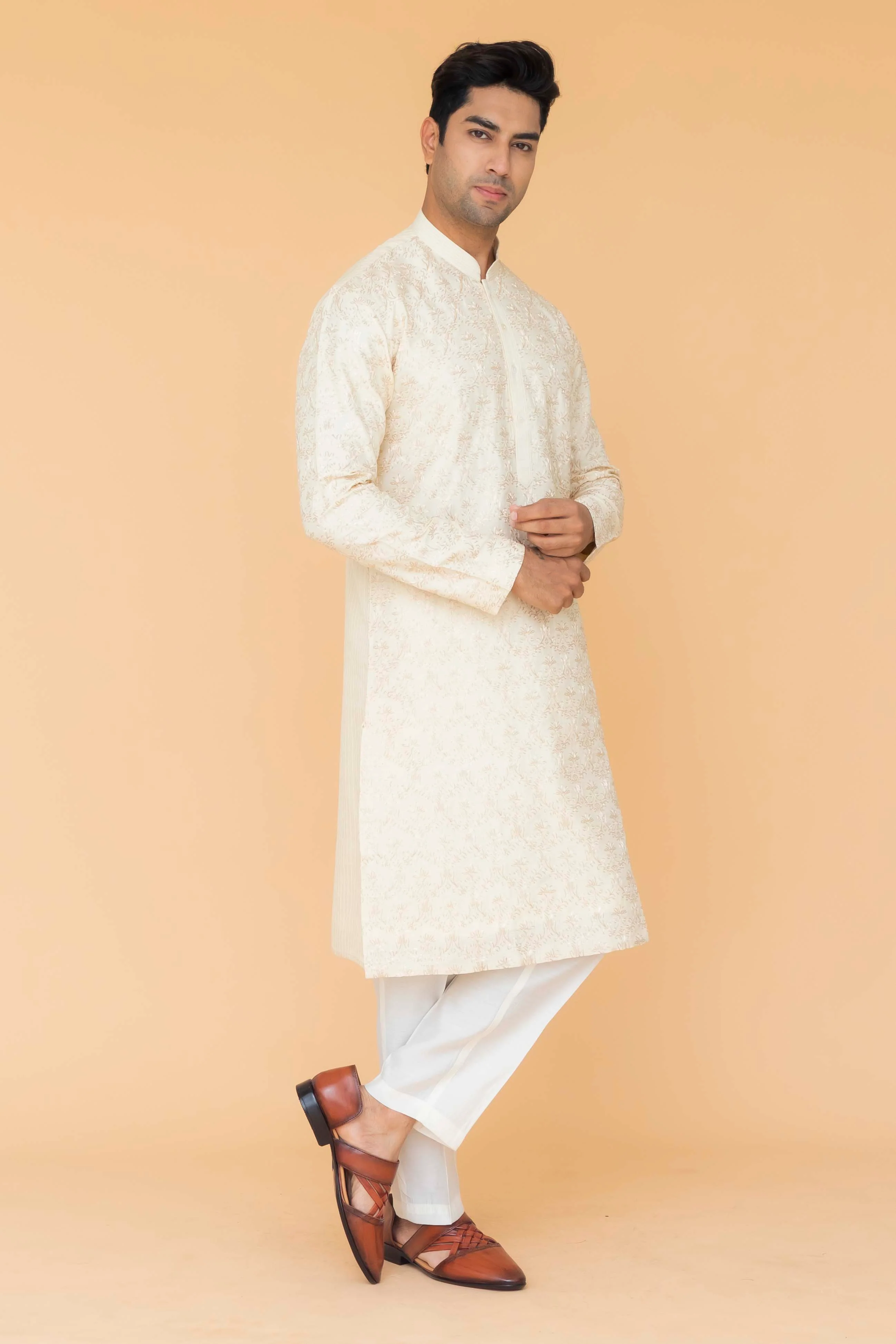 MLS EMBROIDERED KURTA PAJAMA