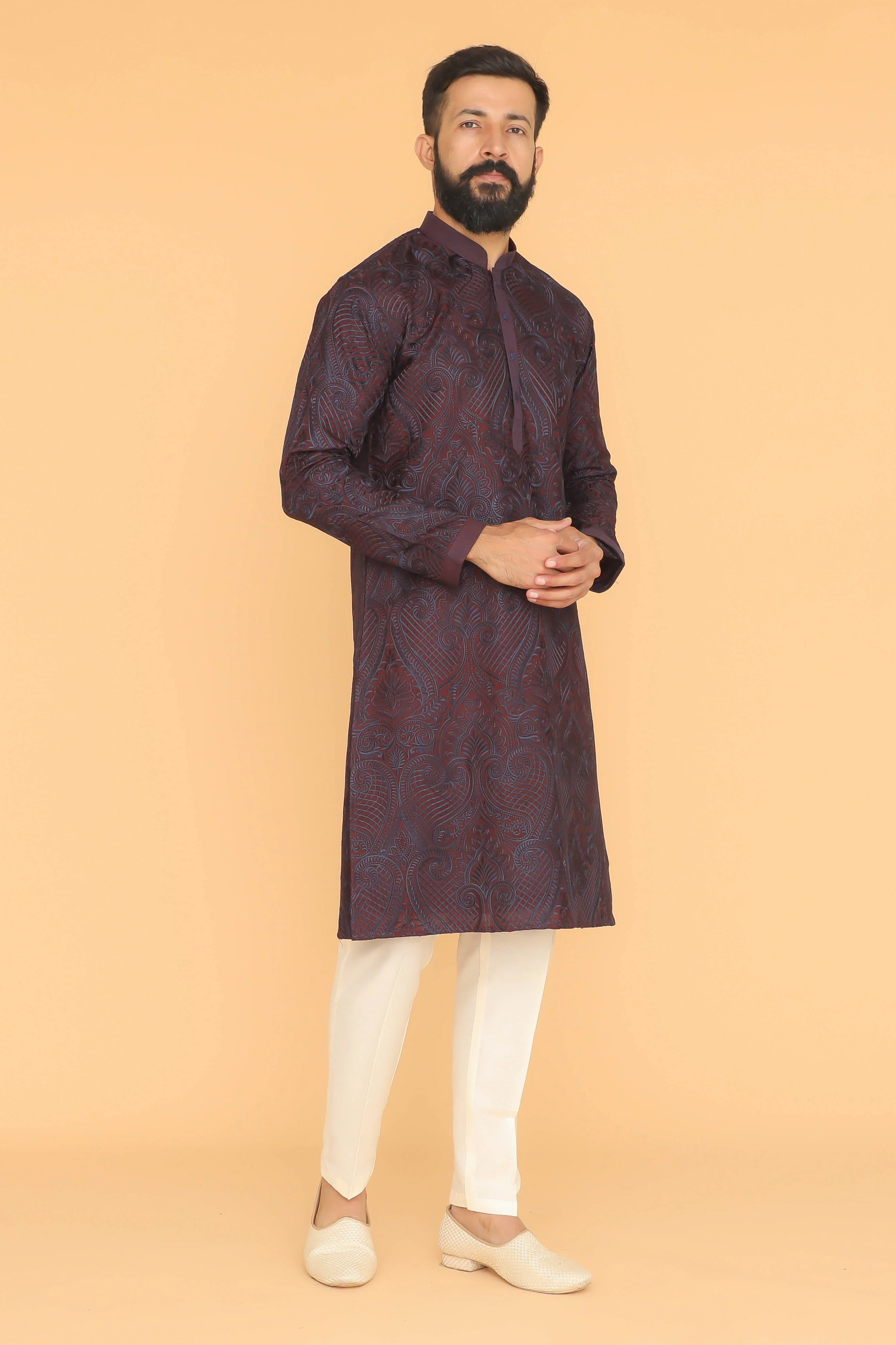MLS EMBROIDERED KURTA PAJAMA