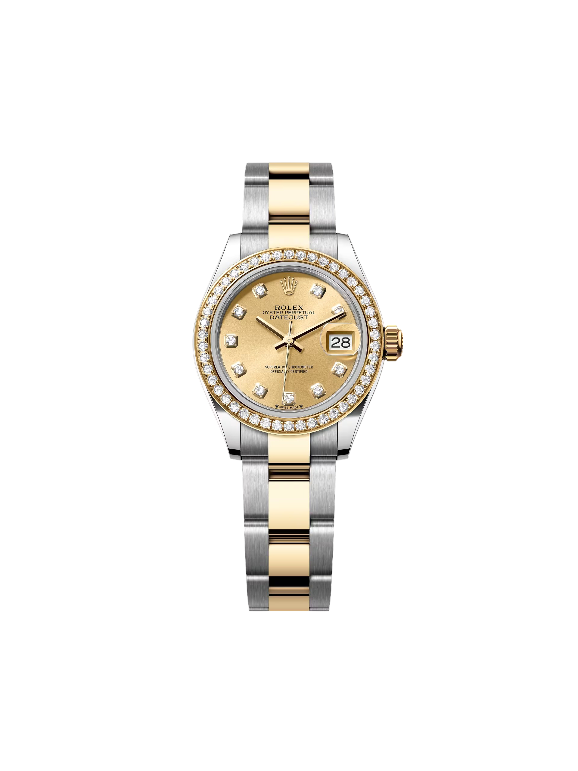 【Super Clone】ROLEX Lady-Datejust 28mm 279383RBR Champagne Diamond Dial Yellow Rolesor Oyster Bracelet