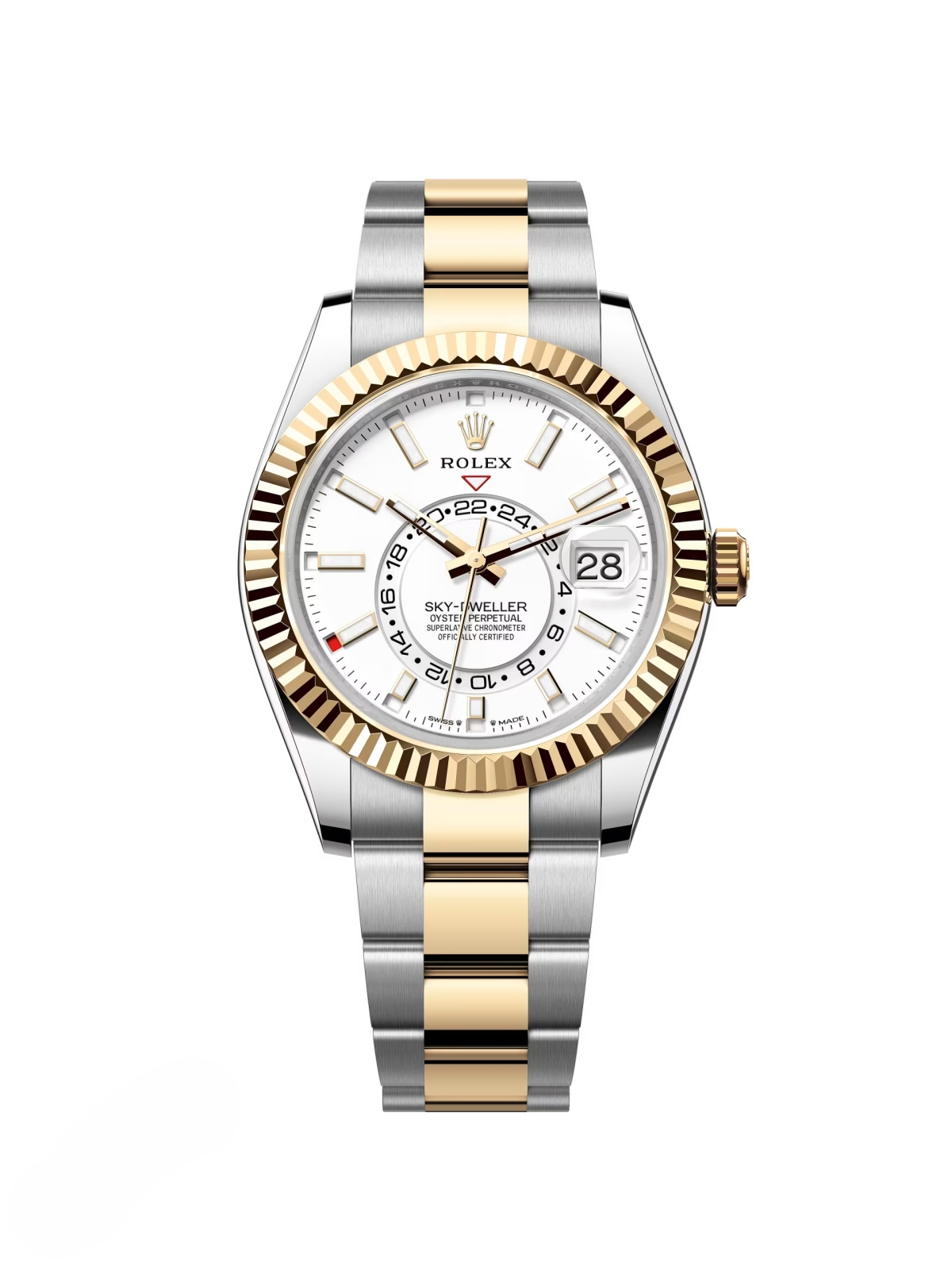 【Super Clone】ROLEX  Sky-Dweller 42mm 336933-0005/0006 Two-Tone Yellow Gold White Dial Oyster