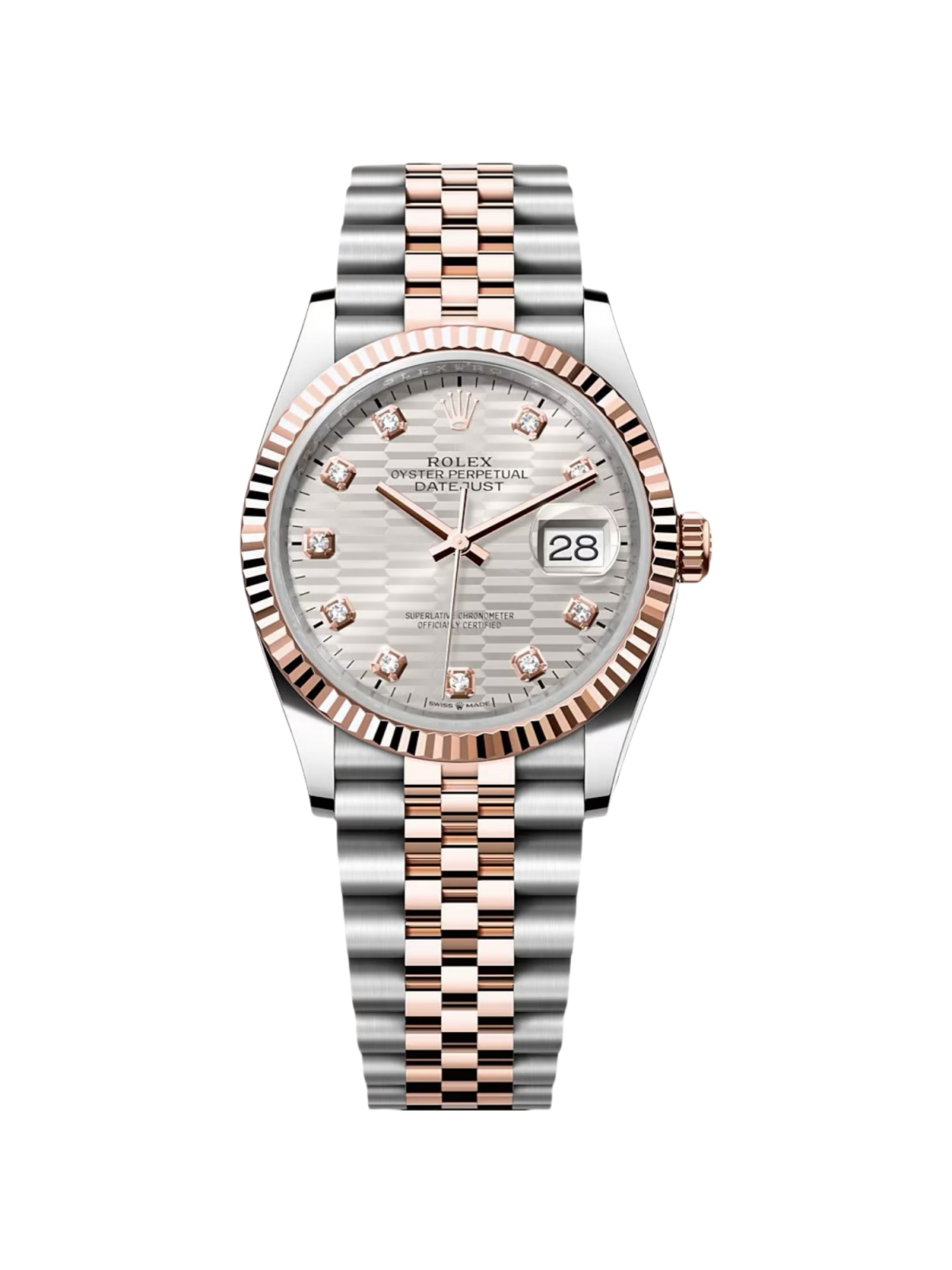 【Super Clone】ROLEX  Datejust 36mm 126231 Silver Fluted Motif Dial Oystersteel and Everose gold Bracelet