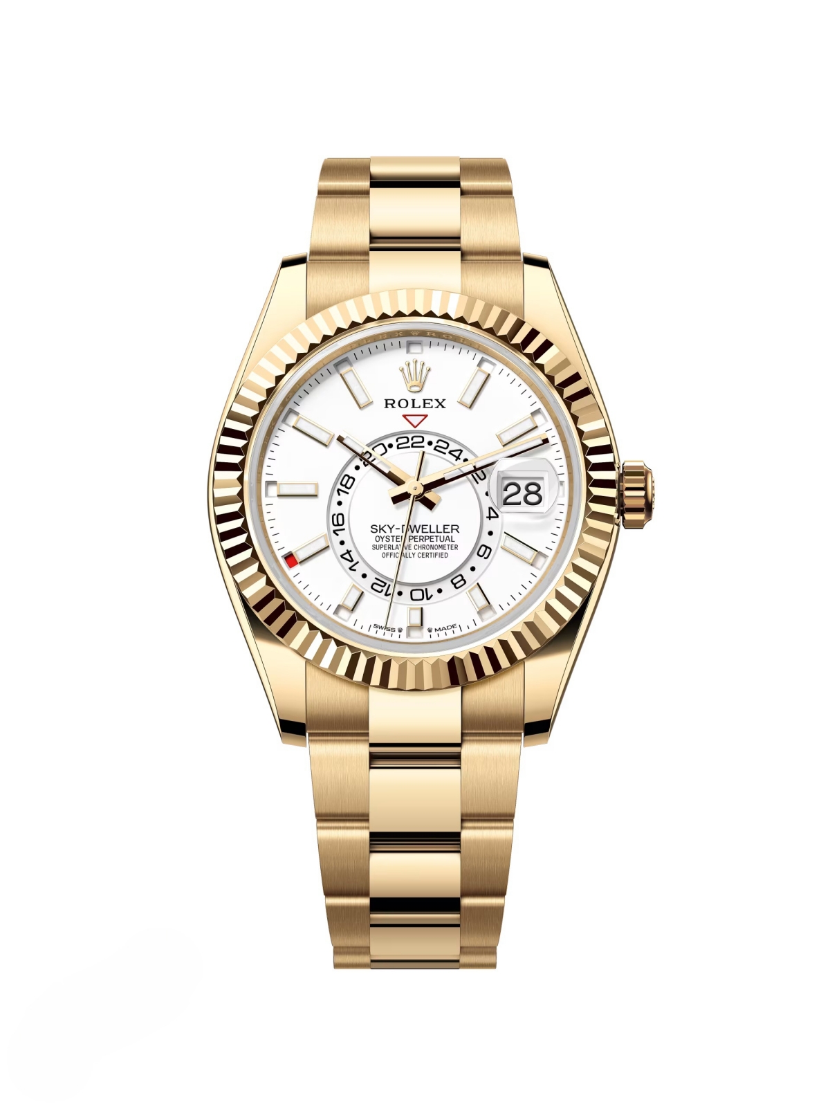 【Super Clone】ROLEX  Sky-Dweller 42mm 336938-0003/0006 Yellow Gold White Dial Jubilee