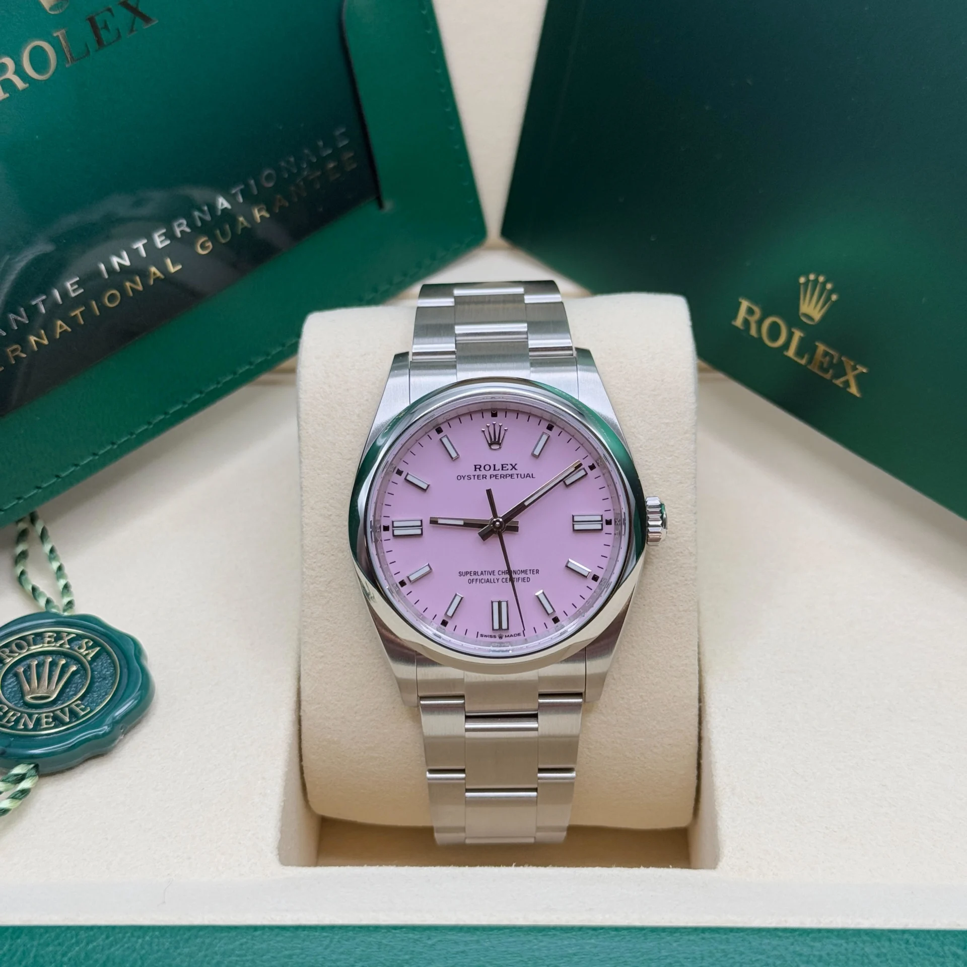 【Super Clone】RLX Oyster Perpetual 36mm 126000-0008 Candy Pink Dial Oyster Stainless Steel