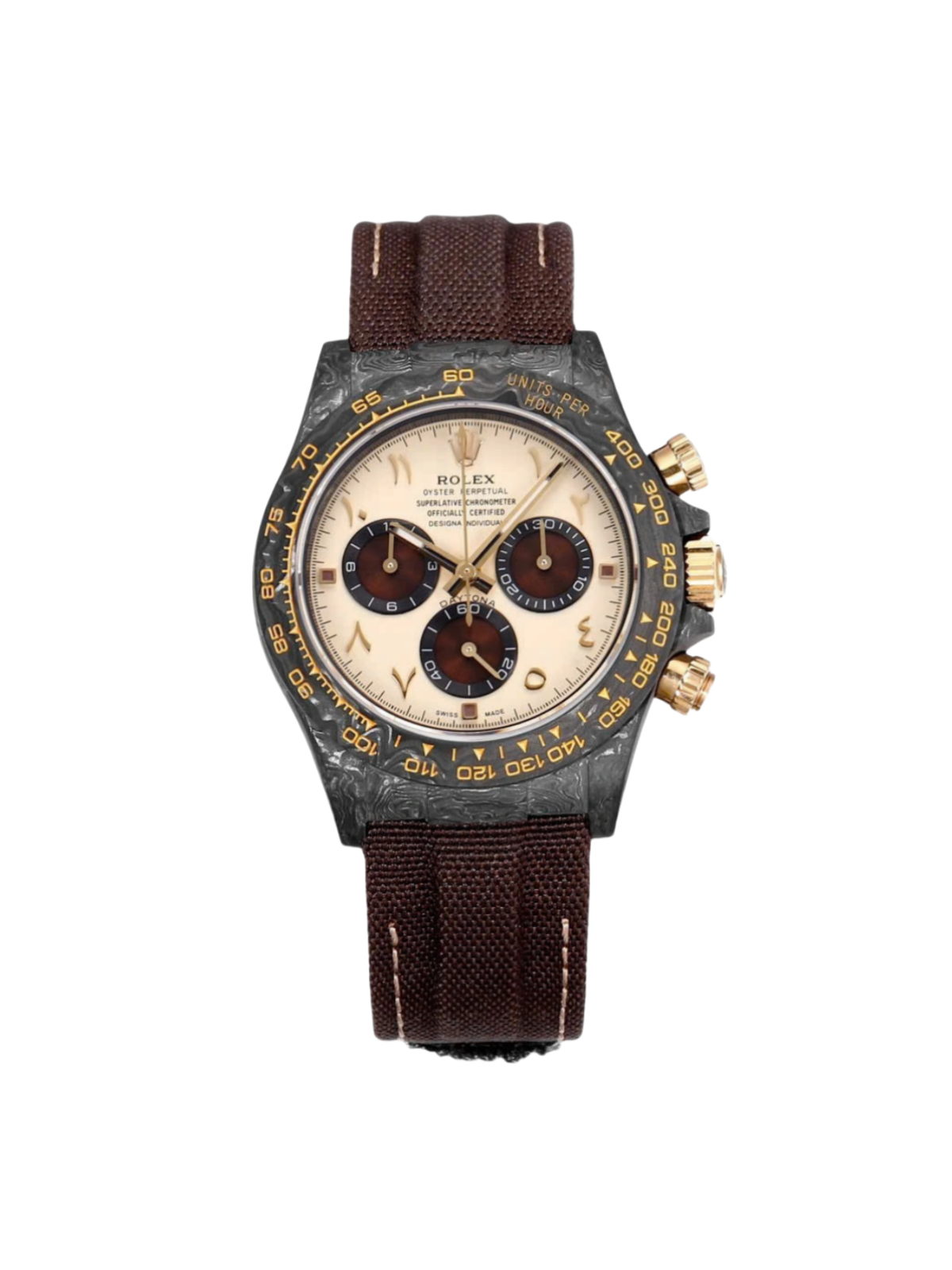 【Super Clone】ROLEX Cosmograph Daytona DIW Carbon “DESERT EAGLE ARABIC” 40mm Replica 1:1 – Top Quality Version