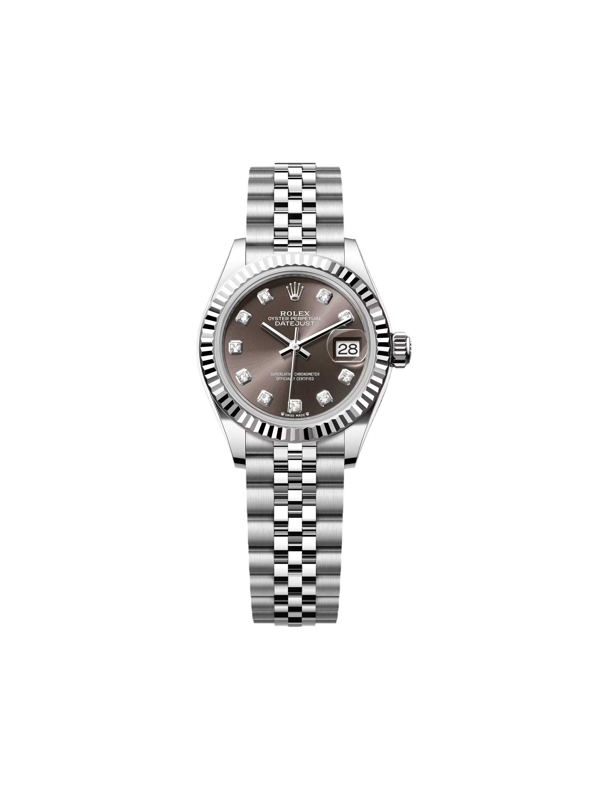 【Super Clone】ROLEX  Lady-Datejust 28mm 279174 Dark Grey Diamond Dial Oyster Bracelet