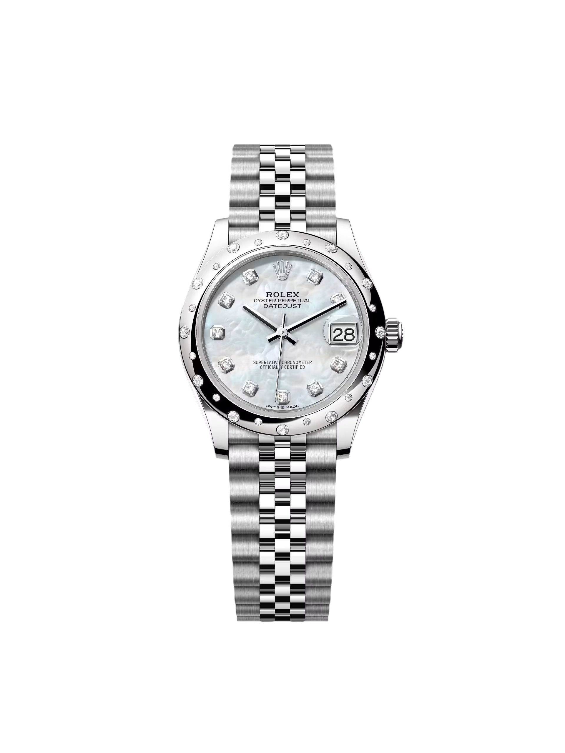 【Super Clone】ROLEX Datejust m278344-0005/0006 Mother-of-Pearl Dial 31mm Domed Diamond Oyster Watch