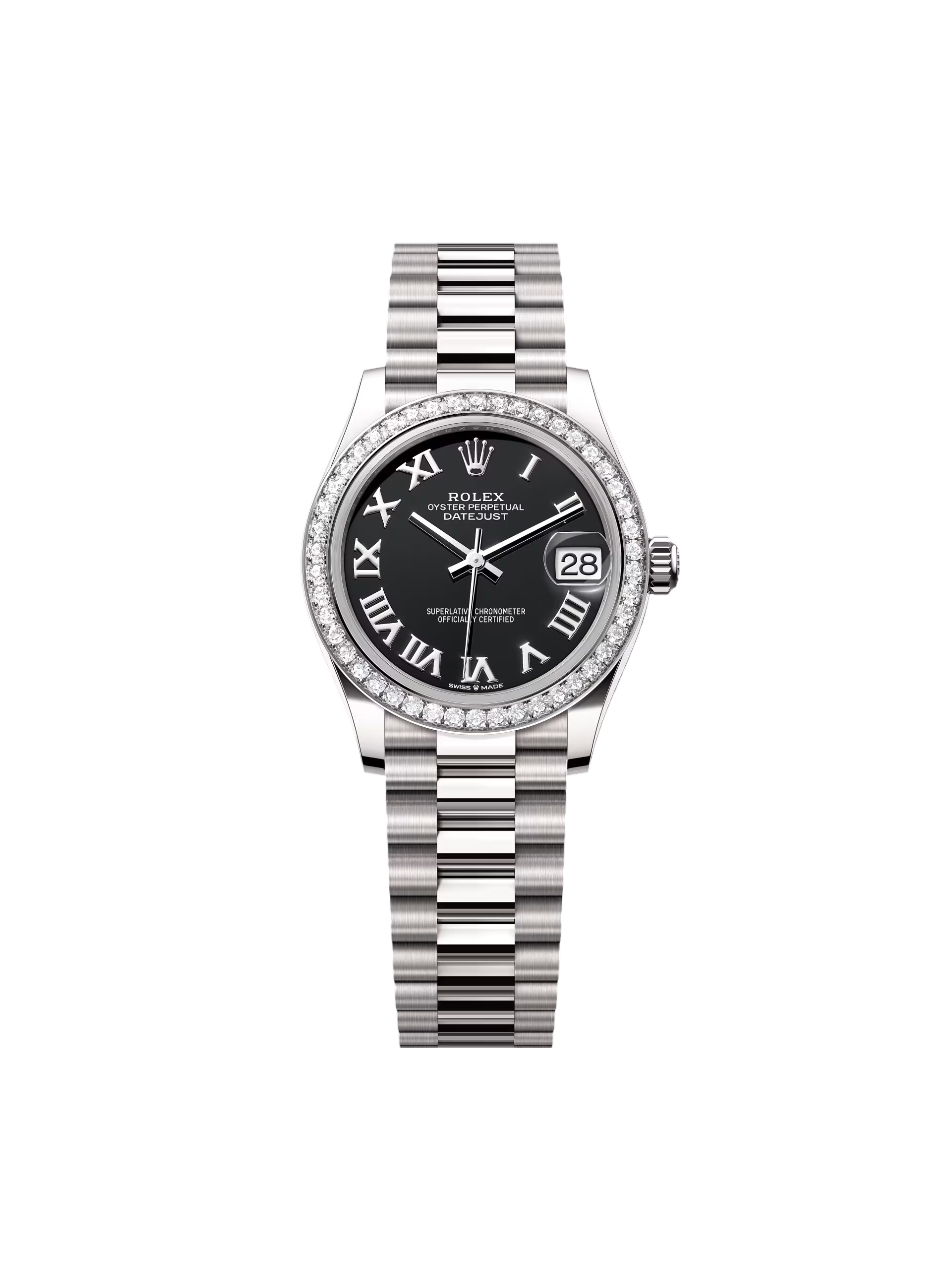 【Super Clone】ROLEX Datejust m278289RBR-0011 Bright Black Dial White Gold President Watch