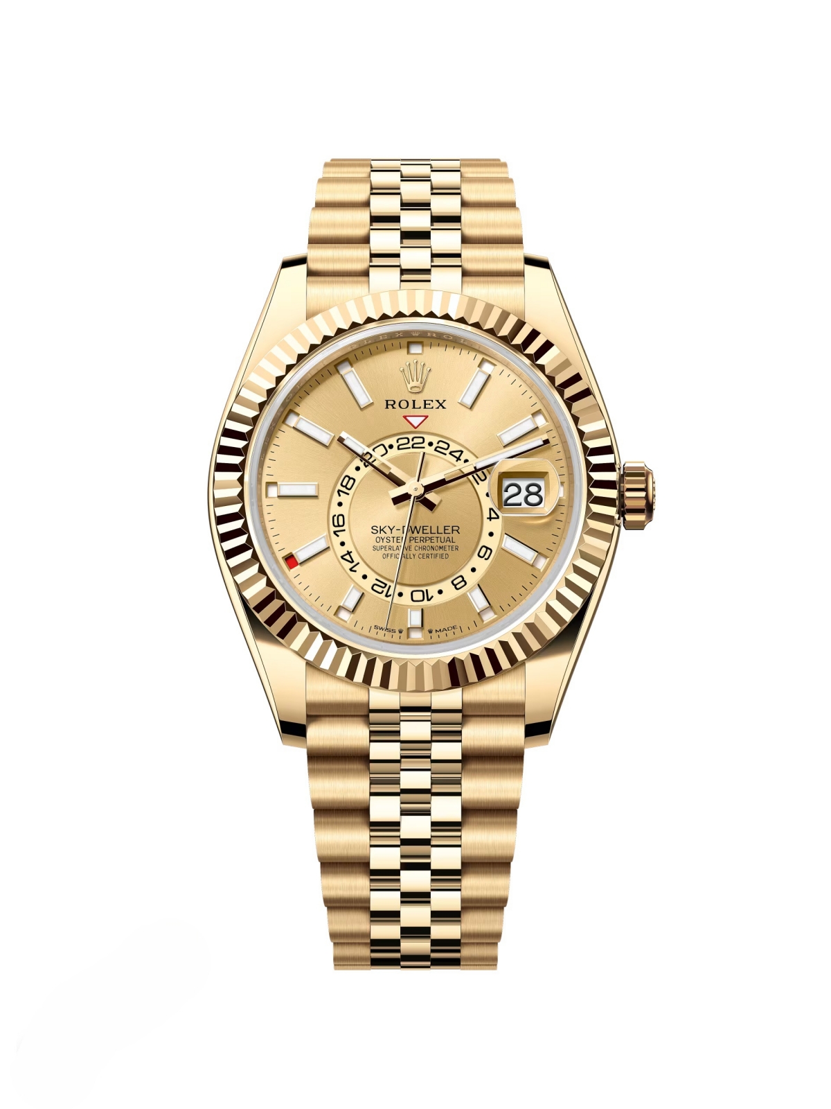 【Super Clone】ROLEX  Sky-Dweller 42mm 336938-0001/0004 Yellow Gold Champagne Dial Jubilee