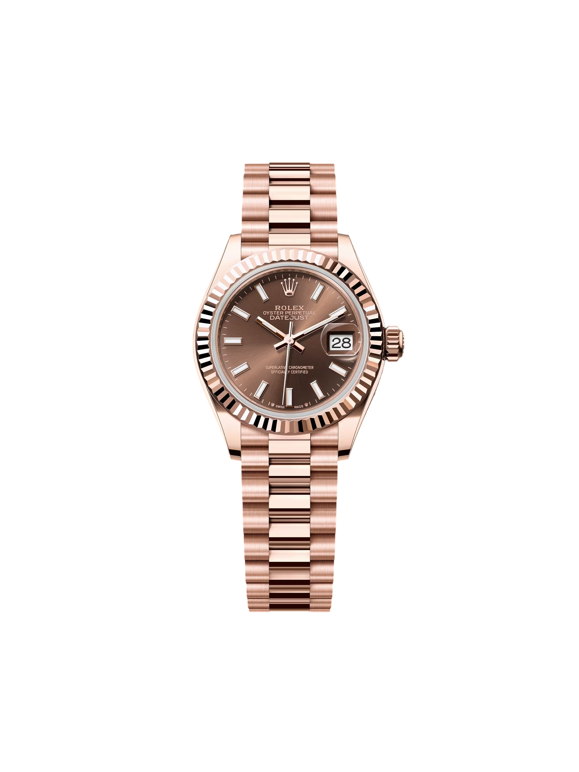 【Super Clone】ROLEX Lady-Datejust 28mm 279175 Chocolate Dial President Everose Gold