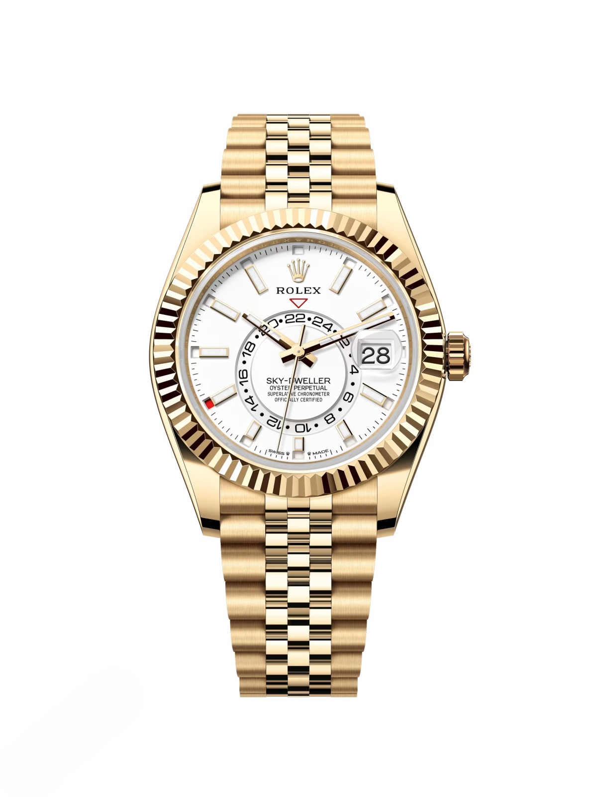 【Super Clone】ROLEX  Sky-Dweller 42mm 336938-0003/0006 Yellow Gold White Dial Jubilee
