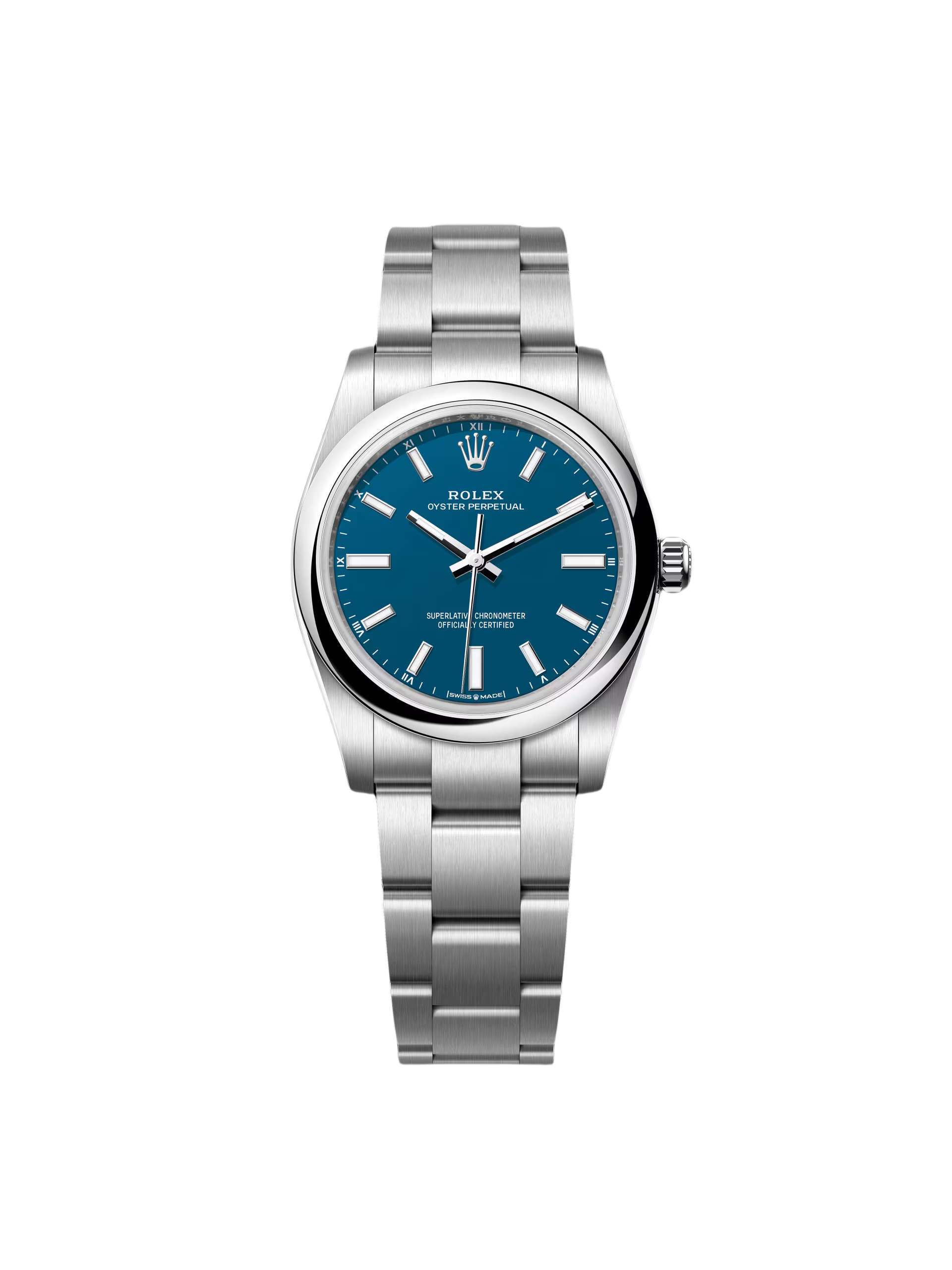 【Super Clone】ROLEX Oyster Perpetual 34mm 124200  Blue Dial Oyster Stainless Steel Bracelet
