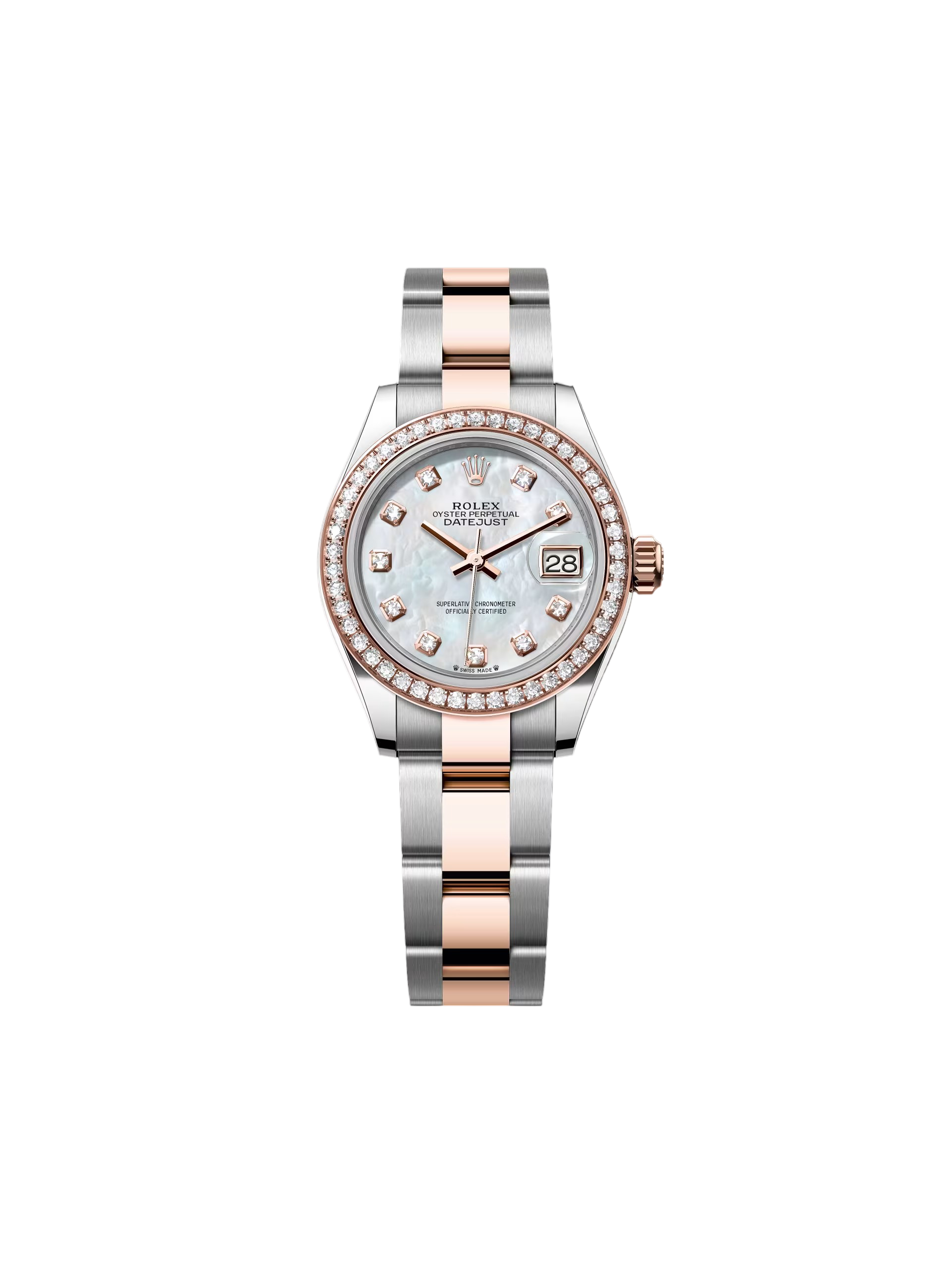 【Super Clone】ROLEX Lady-Datejust 28mm 279381RBR Mother-of-Pearl Diamond Dial Oyster Bracelet