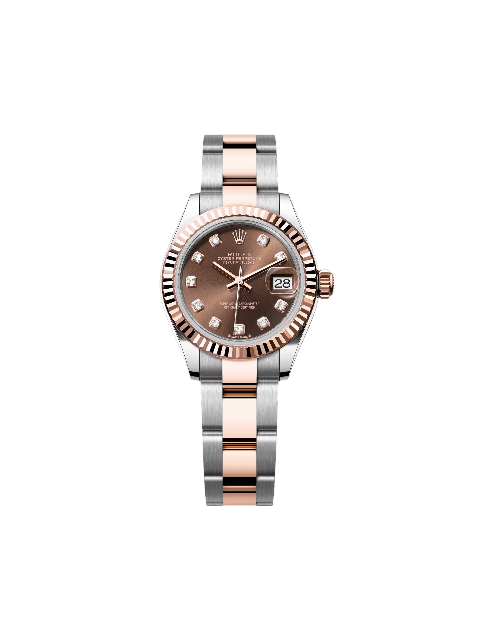 【Super Clone】ROLEX Lady-Datejust 28mm 279171 Chocolate Diamond Oyster Stainless Steel and Rose Gold